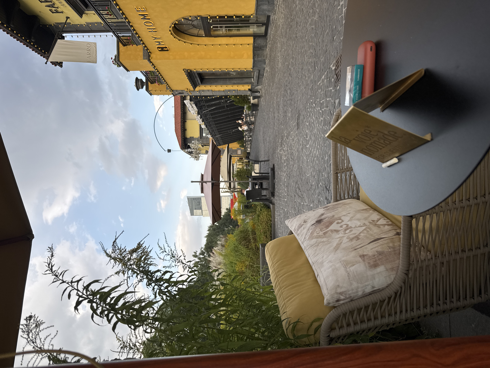Colorful cafe strip and walkway in central Almaty