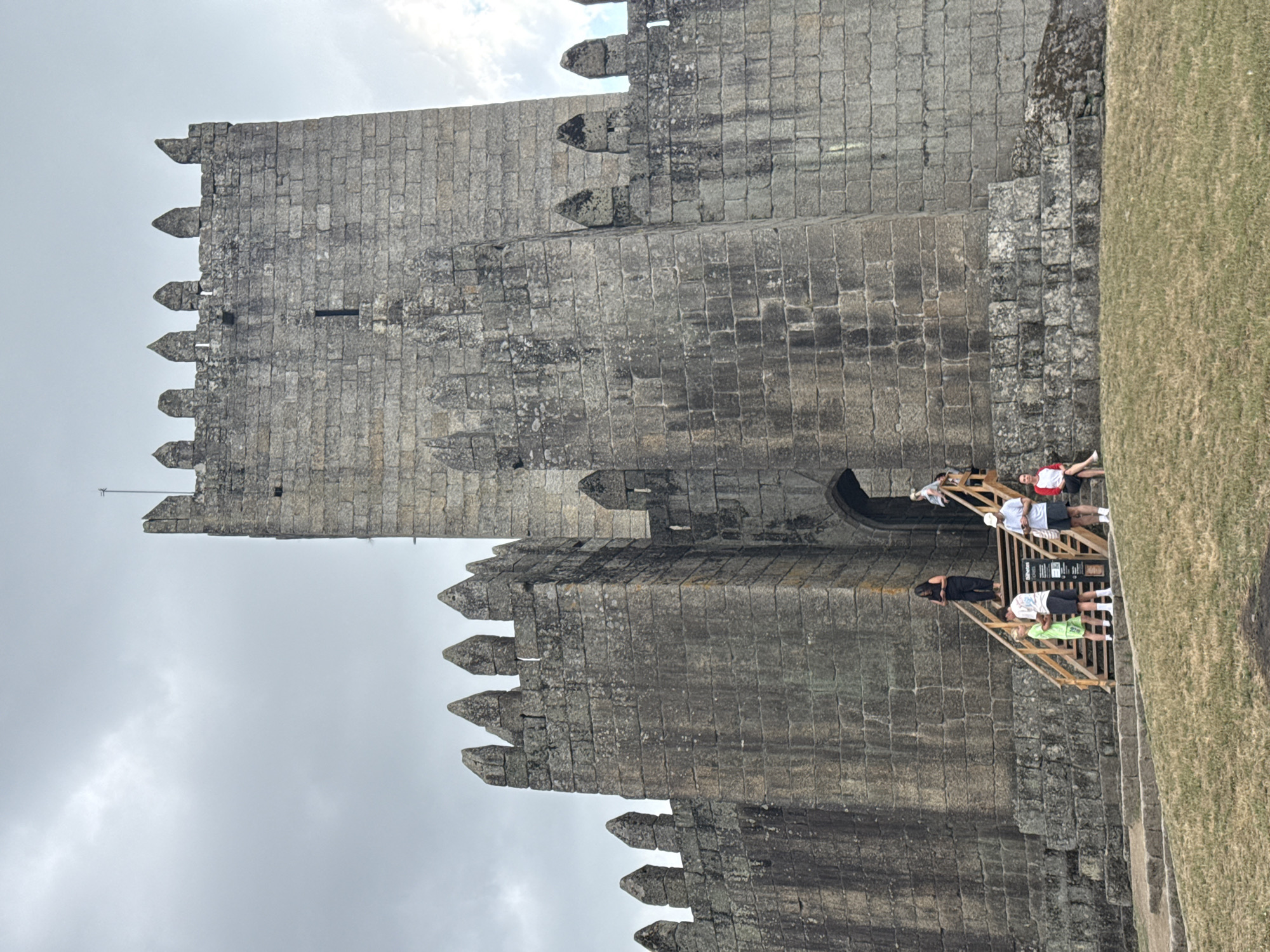 Afternoon in Guimarães: castle walls, old stones, historic city center