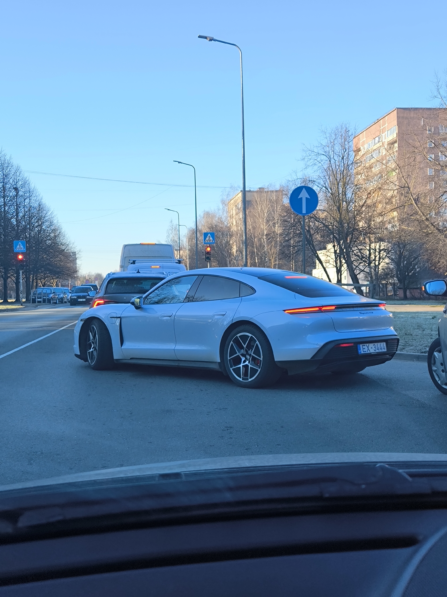 Porsche Taycan spotted in Riga traffic during daytime