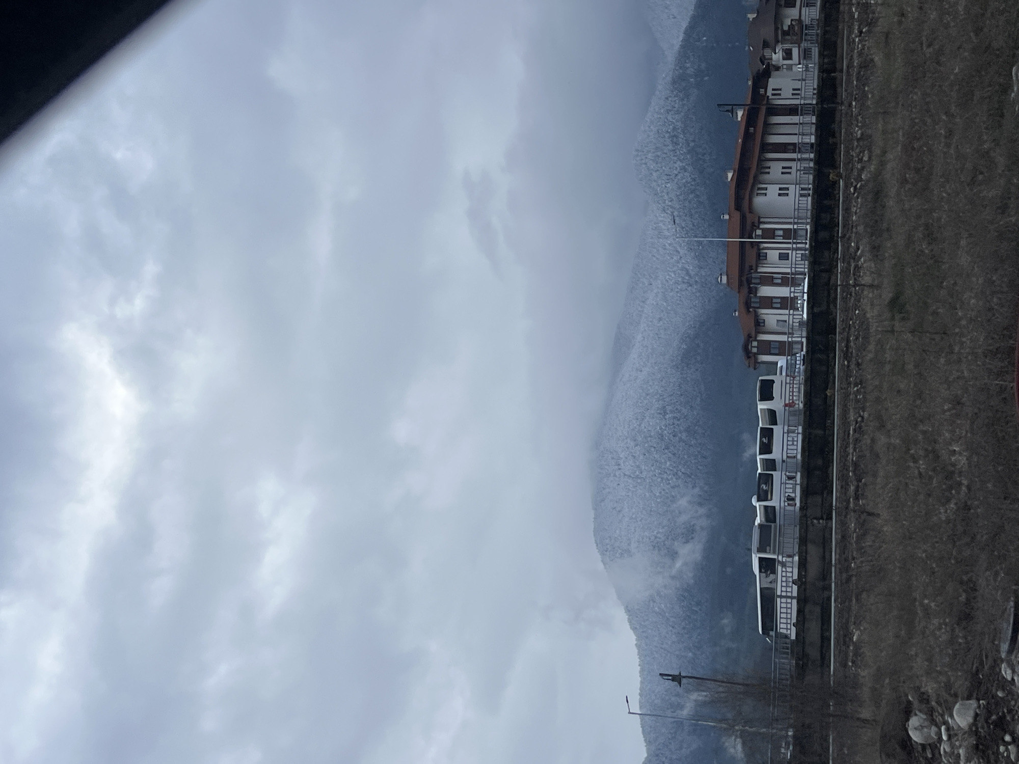 Winter scenes documented in Bansko, Bulgaria under overcast skies