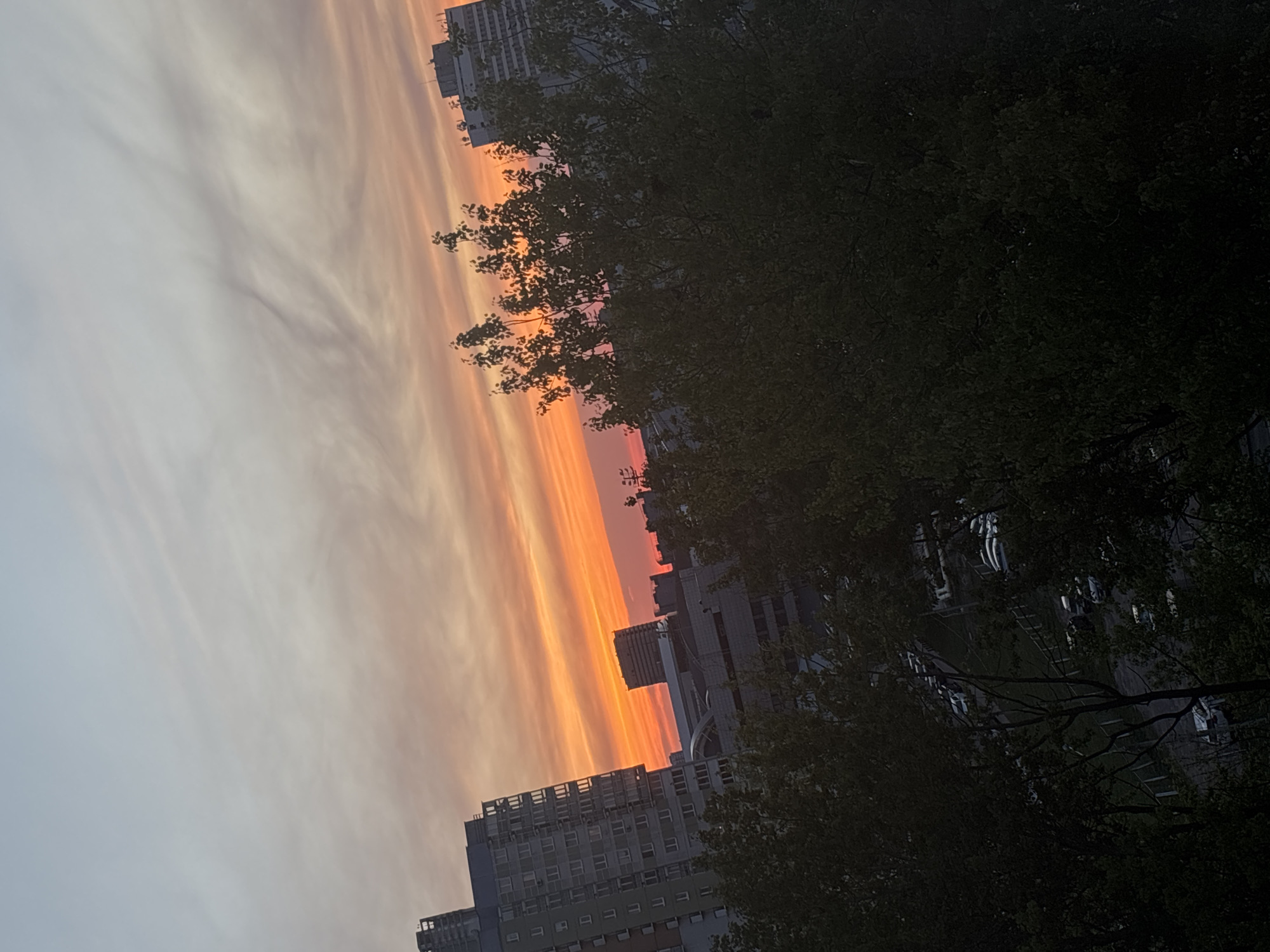 Evening sunset observed over Minsk cityscape