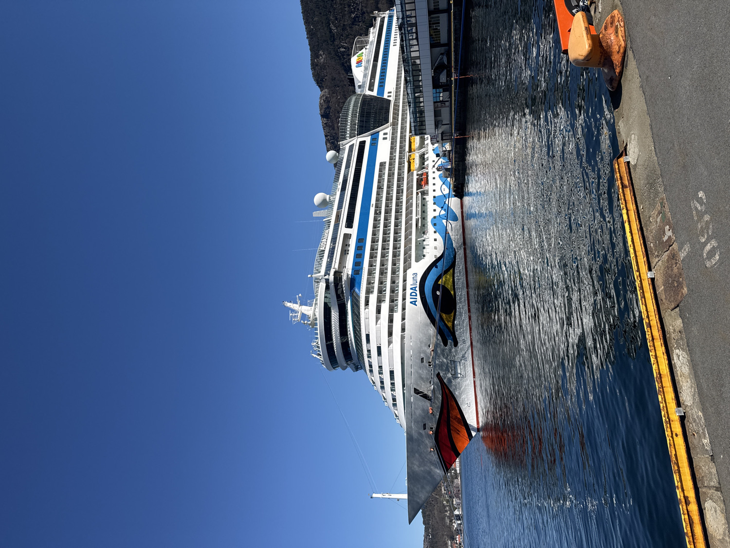 AIDA Luna cruise ship docked in Bergen port
