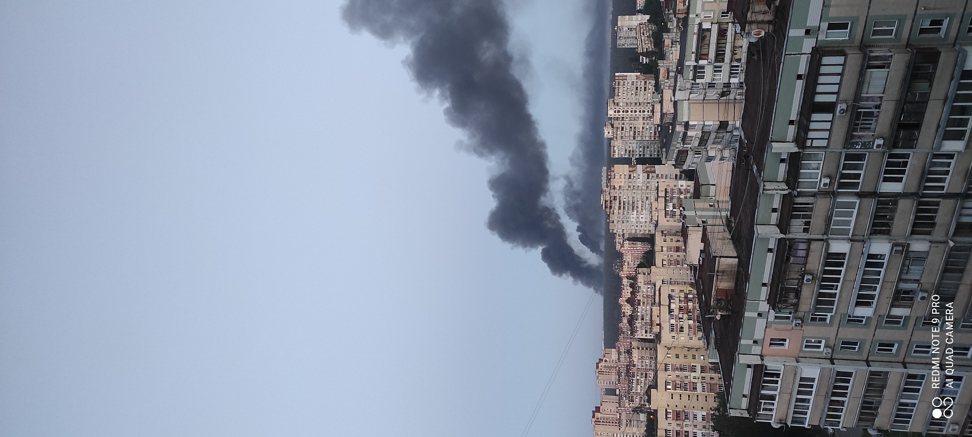 Heavy smoke rises over Kyiv residential area