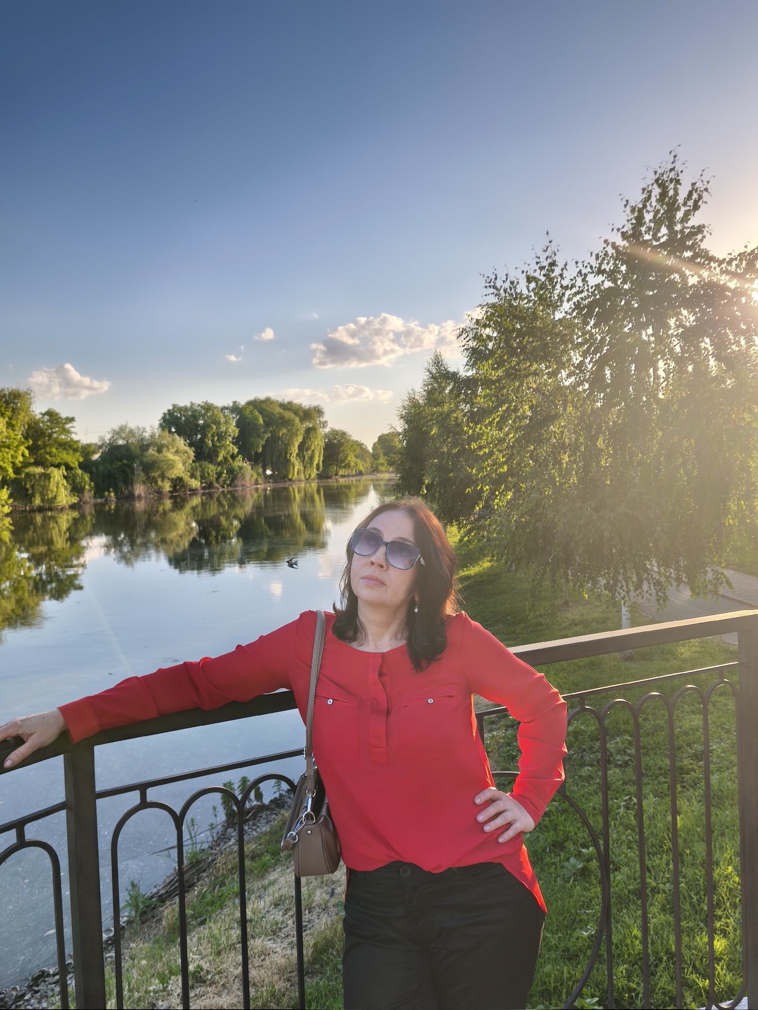 Golden-hour evening along the waterways of Korenovsk