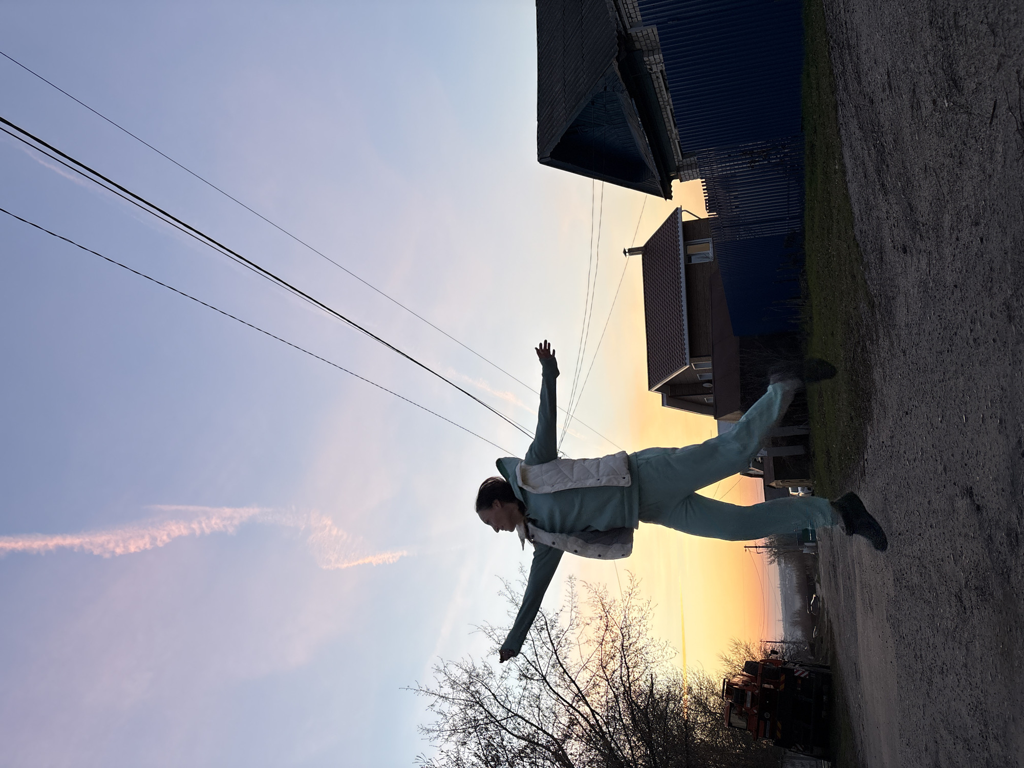 Jumping figure and sunset scenes captured in Ulyanovsk