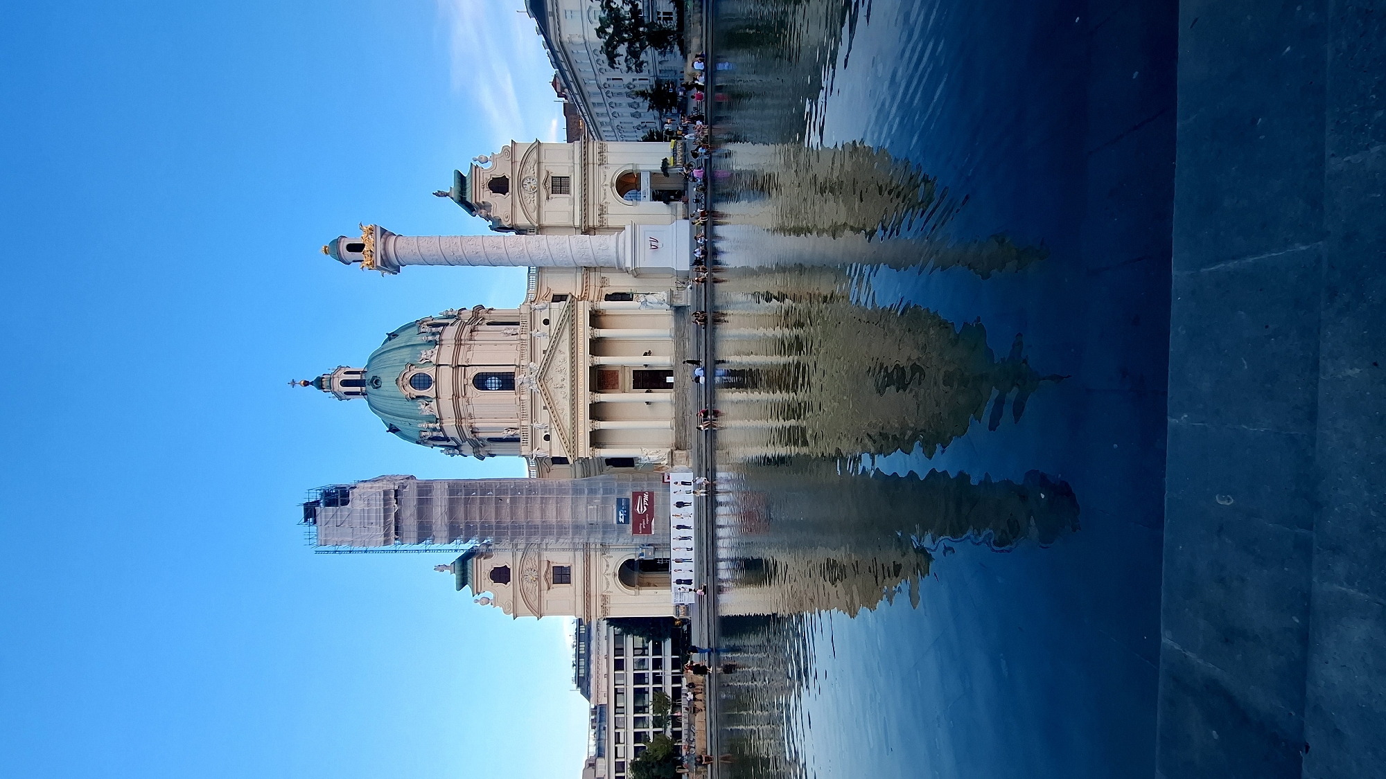 Baroque architecture and a street band near Karlsplatz, Vienna