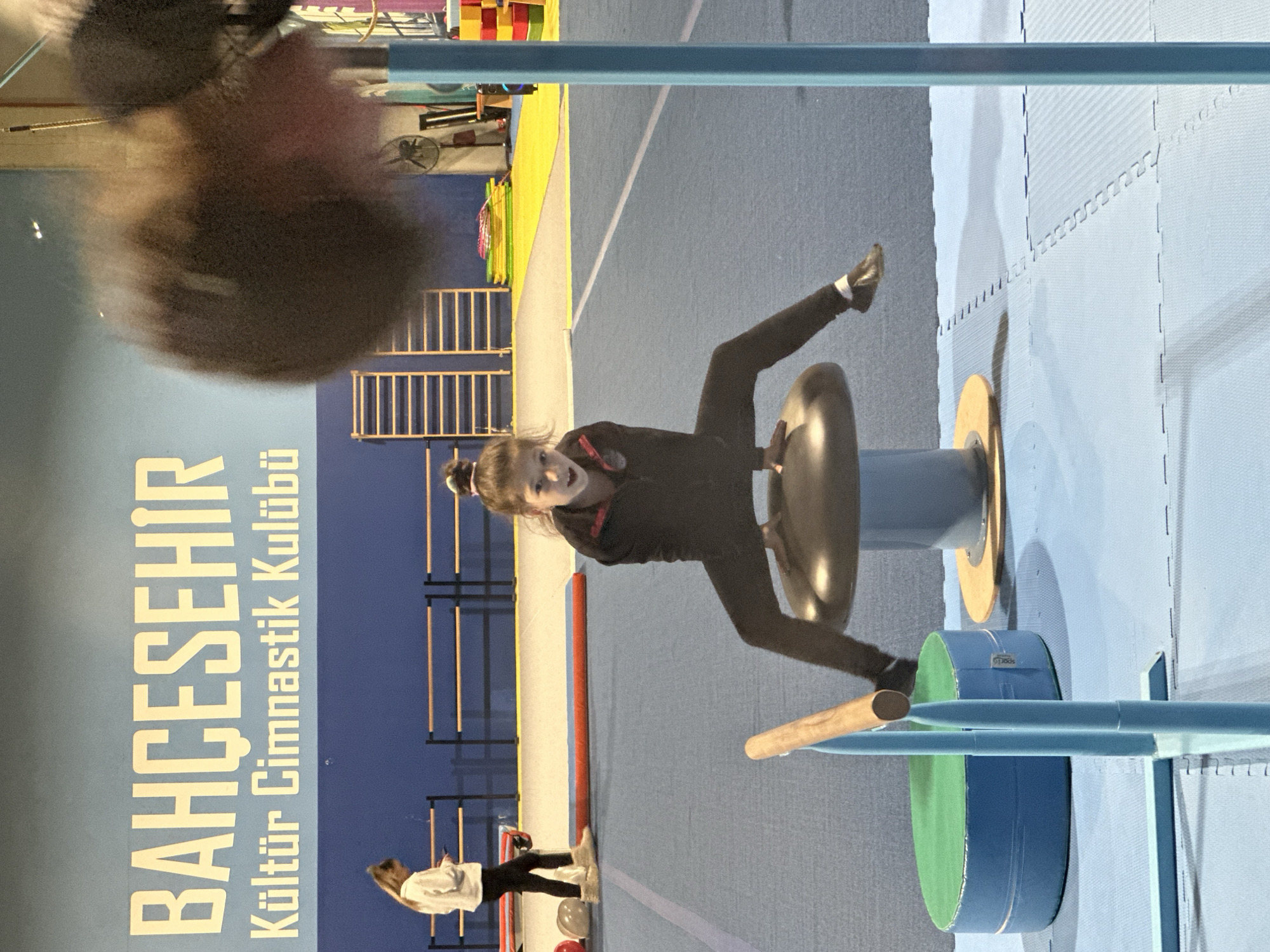 Young gymnast trains at indoor facility in Esenyurt, Turkey