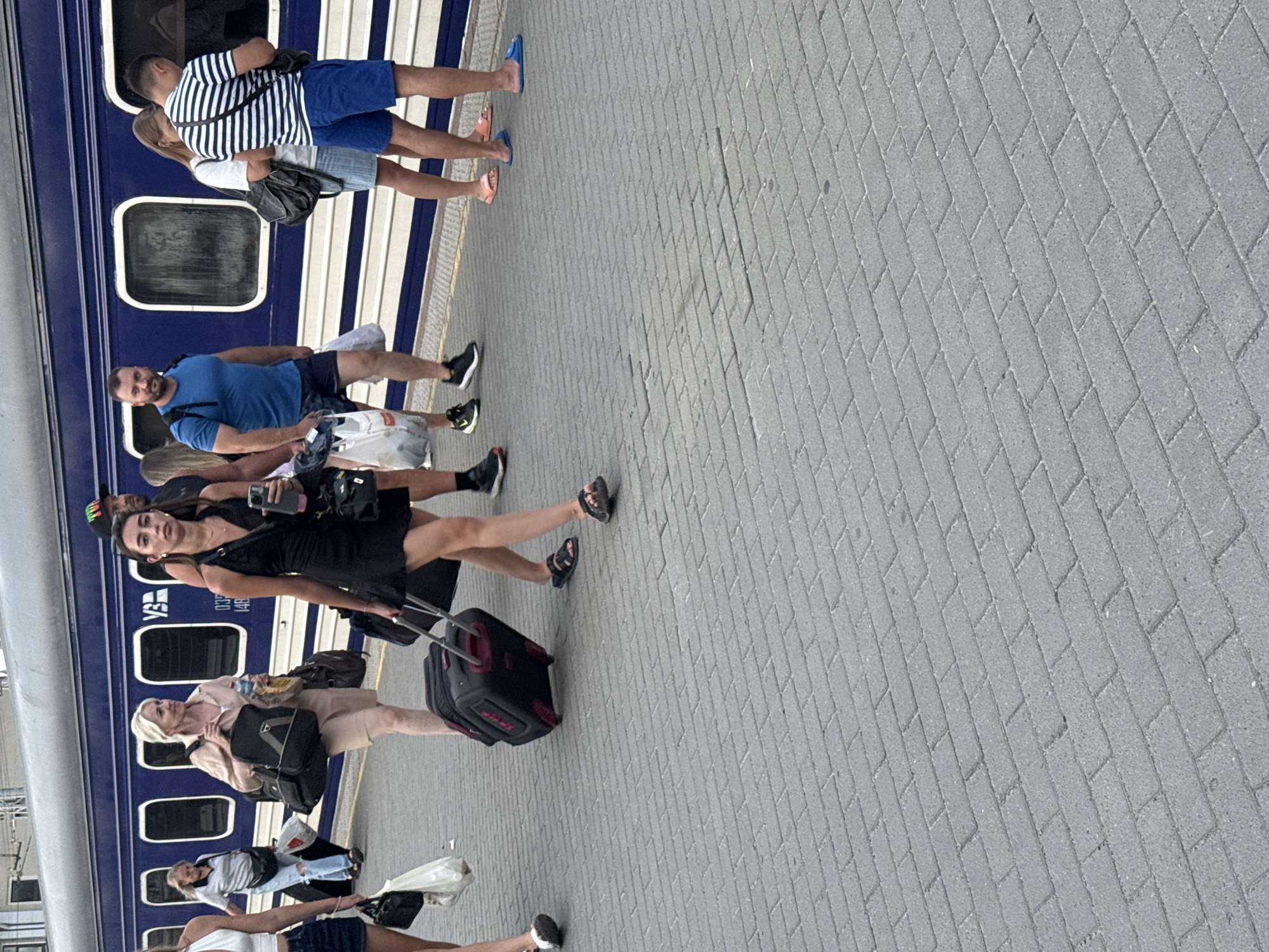 Odesa train station and city plaza, a summer afternoon