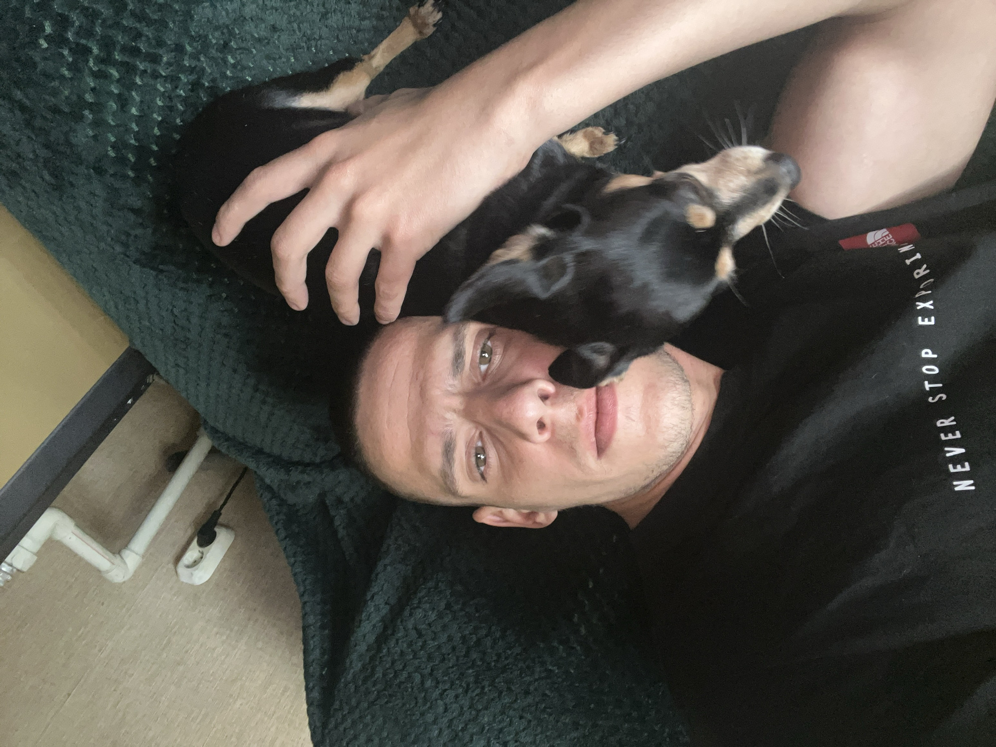 Couple enjoys quiet coffee morning with dog in Sofia
