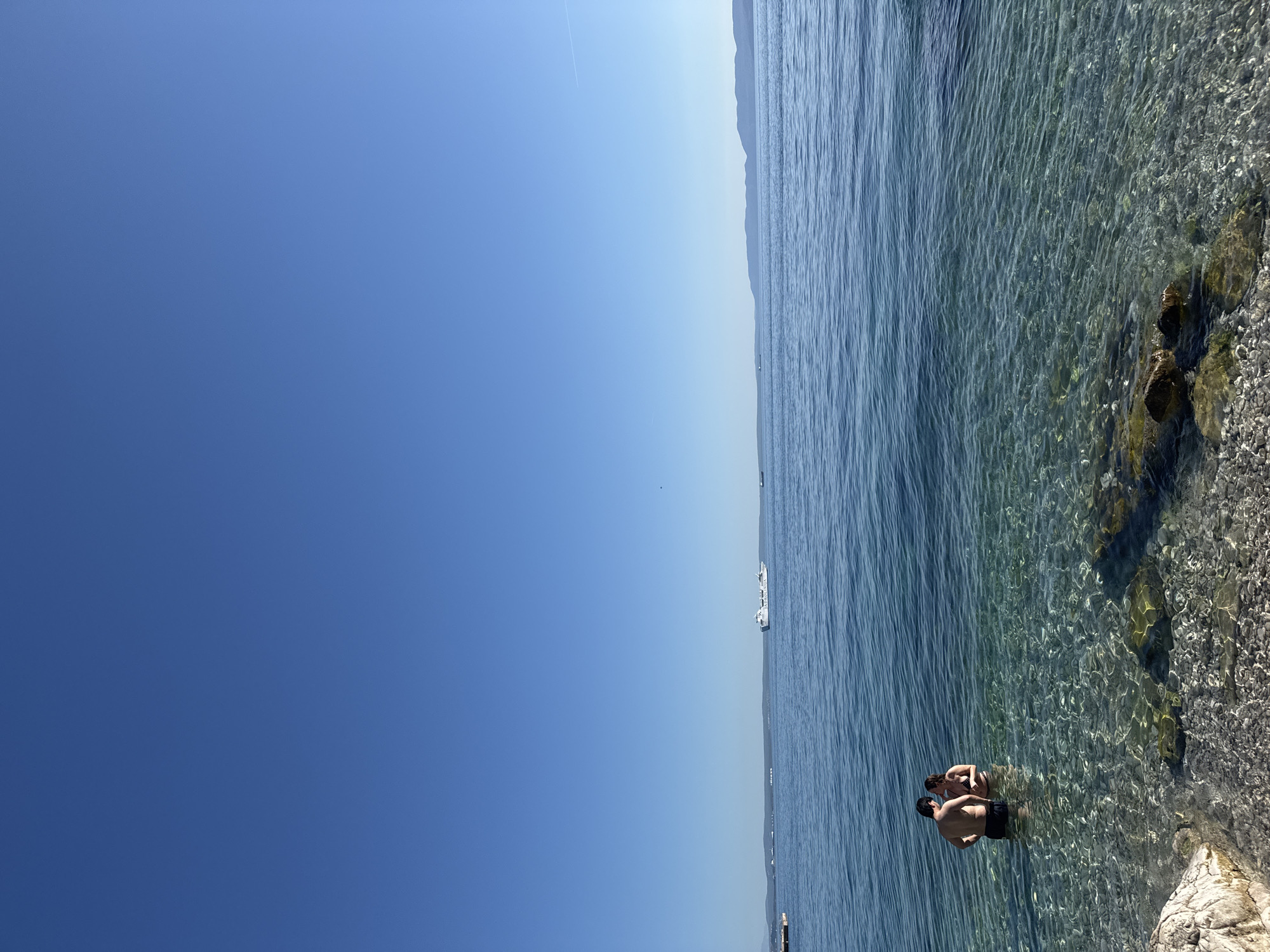 Cliff jumper leaps into ocean near Rijeka, Croatia