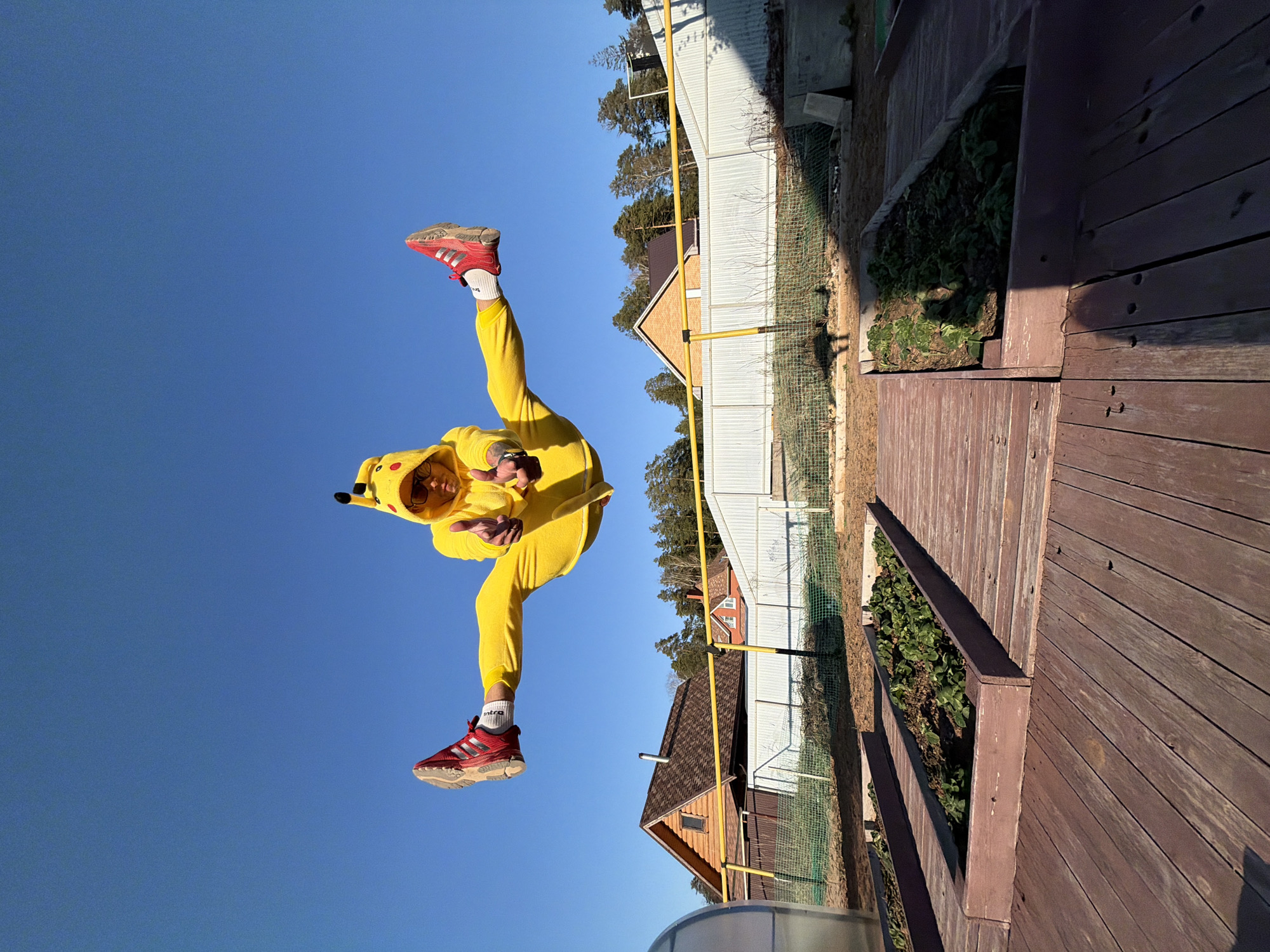 Pikachu-costumed performer does acrobatics in Chaikovsky, Russia