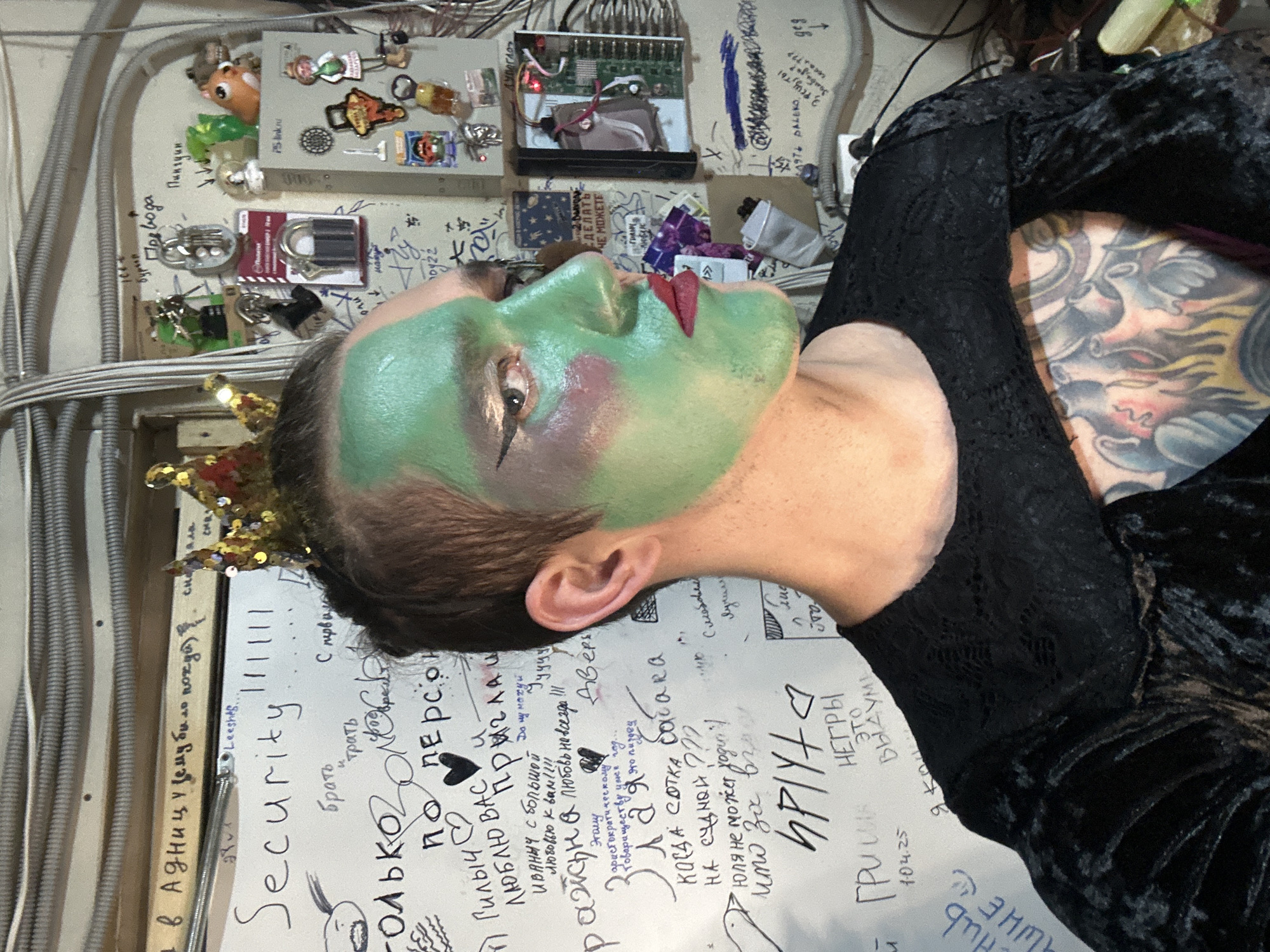 Theatrical performer photographed in elaborate makeup, costume in Saratov