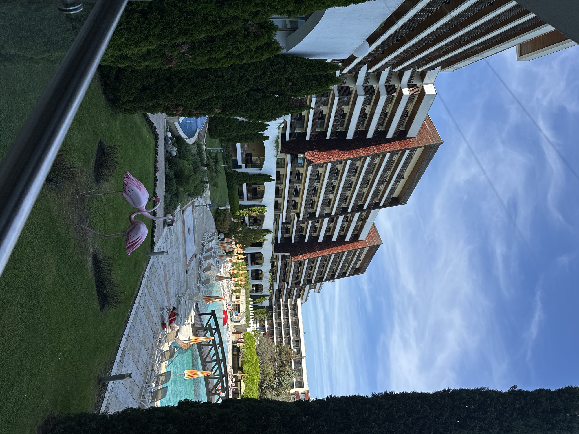 Resort scene captured from balcony in Obrochishte, Bulgaria