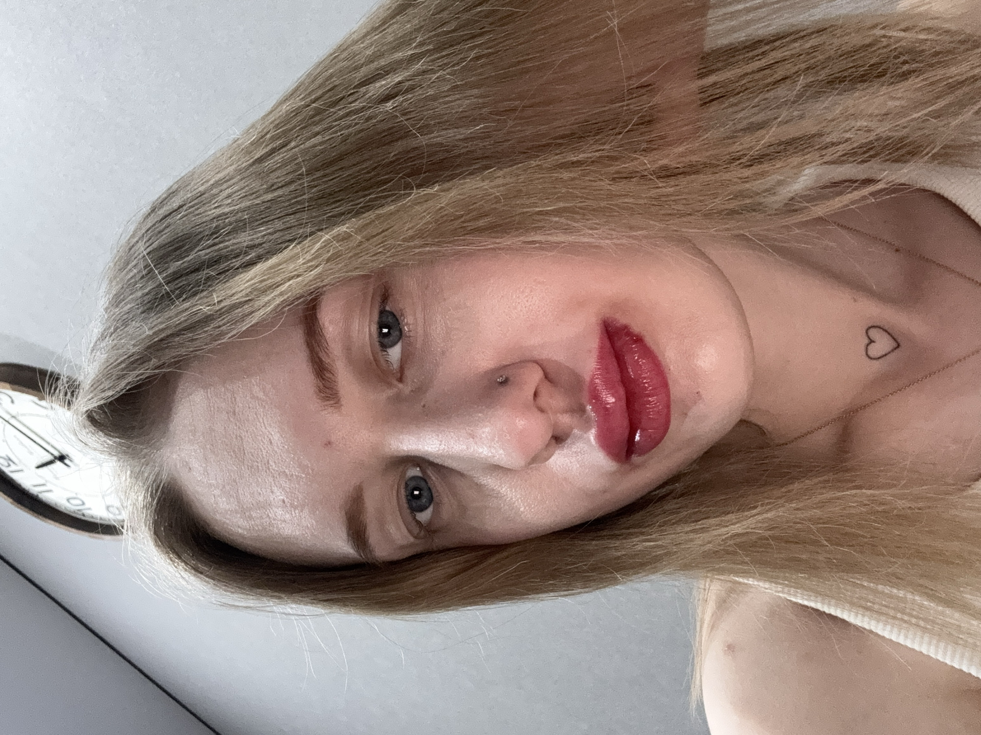 Woman takes selfies indoors in Rostov-on-Don