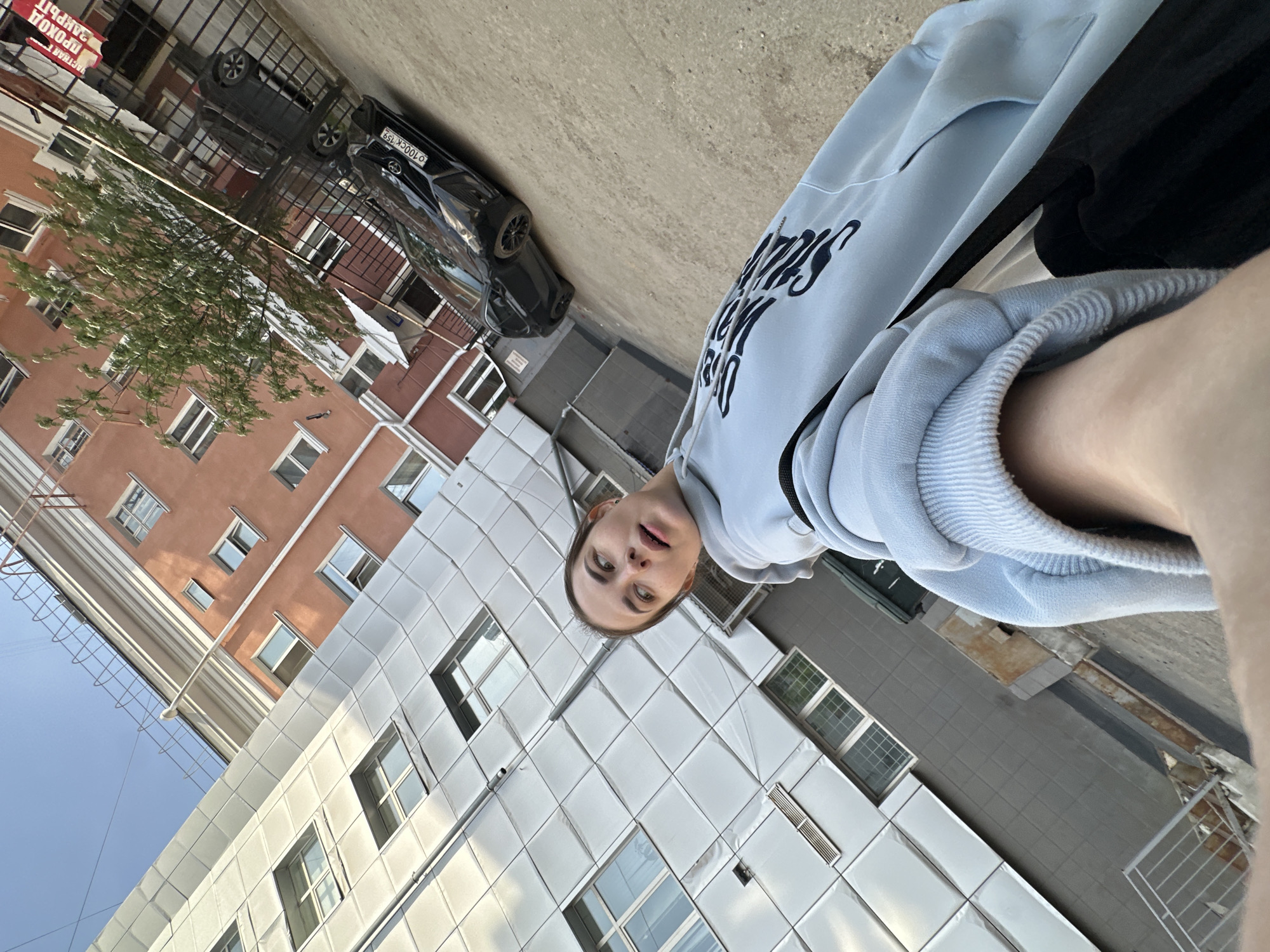 Woman takes playful late-night selfies in Perm, Russia