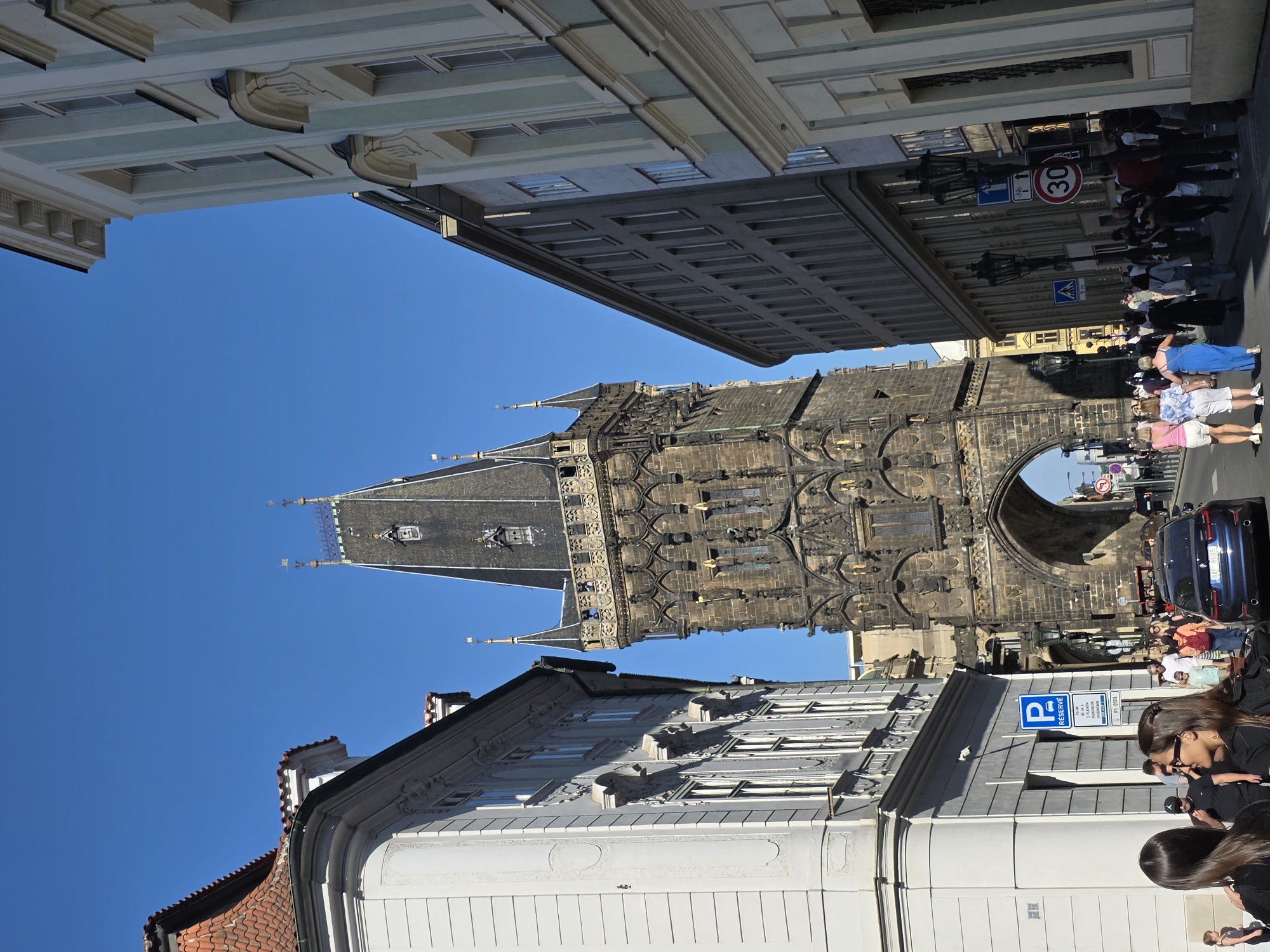 Street artist creates sand sculpture near Prague's Powder Tower