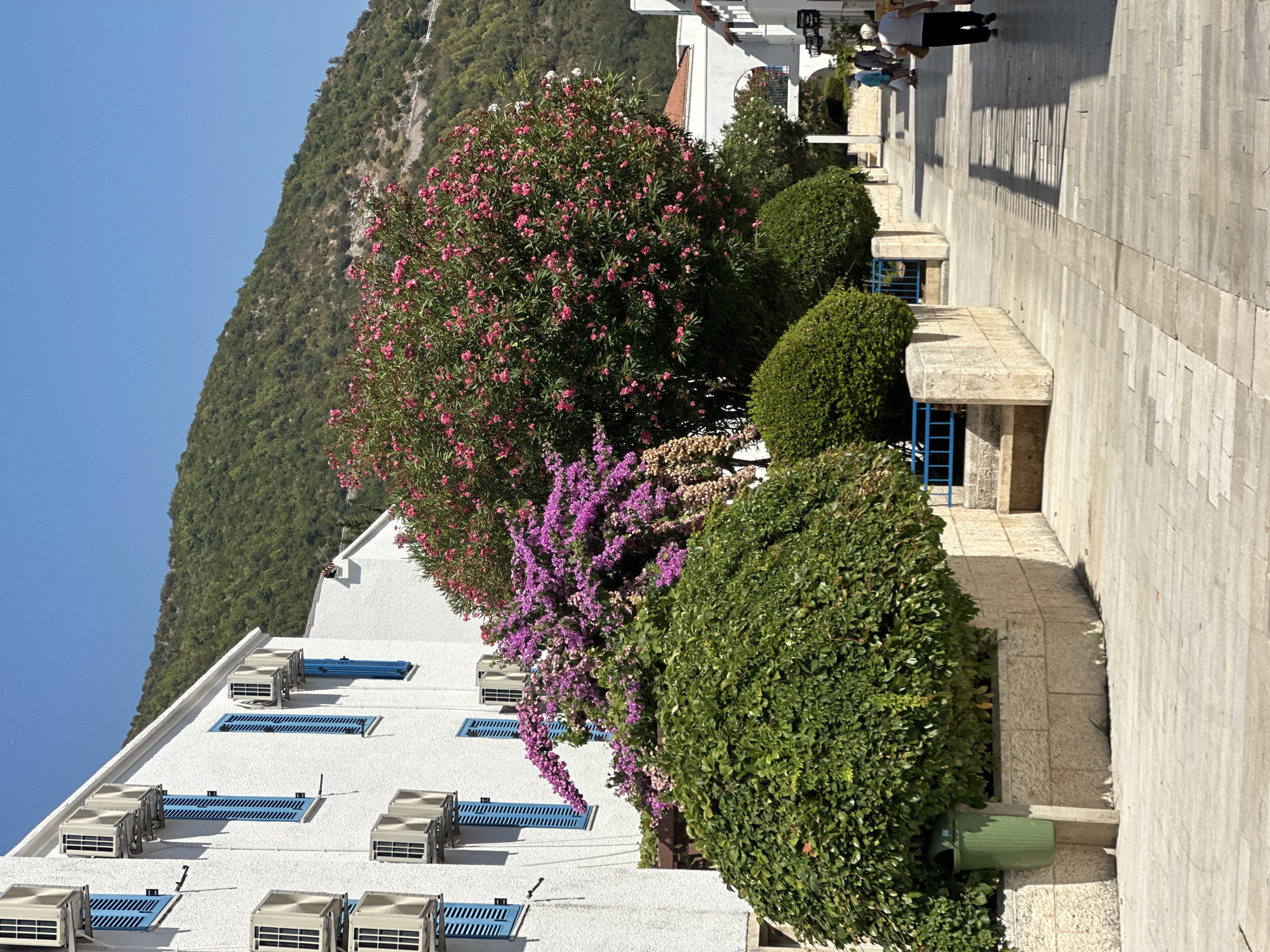 Sunny street scenes from Budva's whitewashed pedestrian quarter