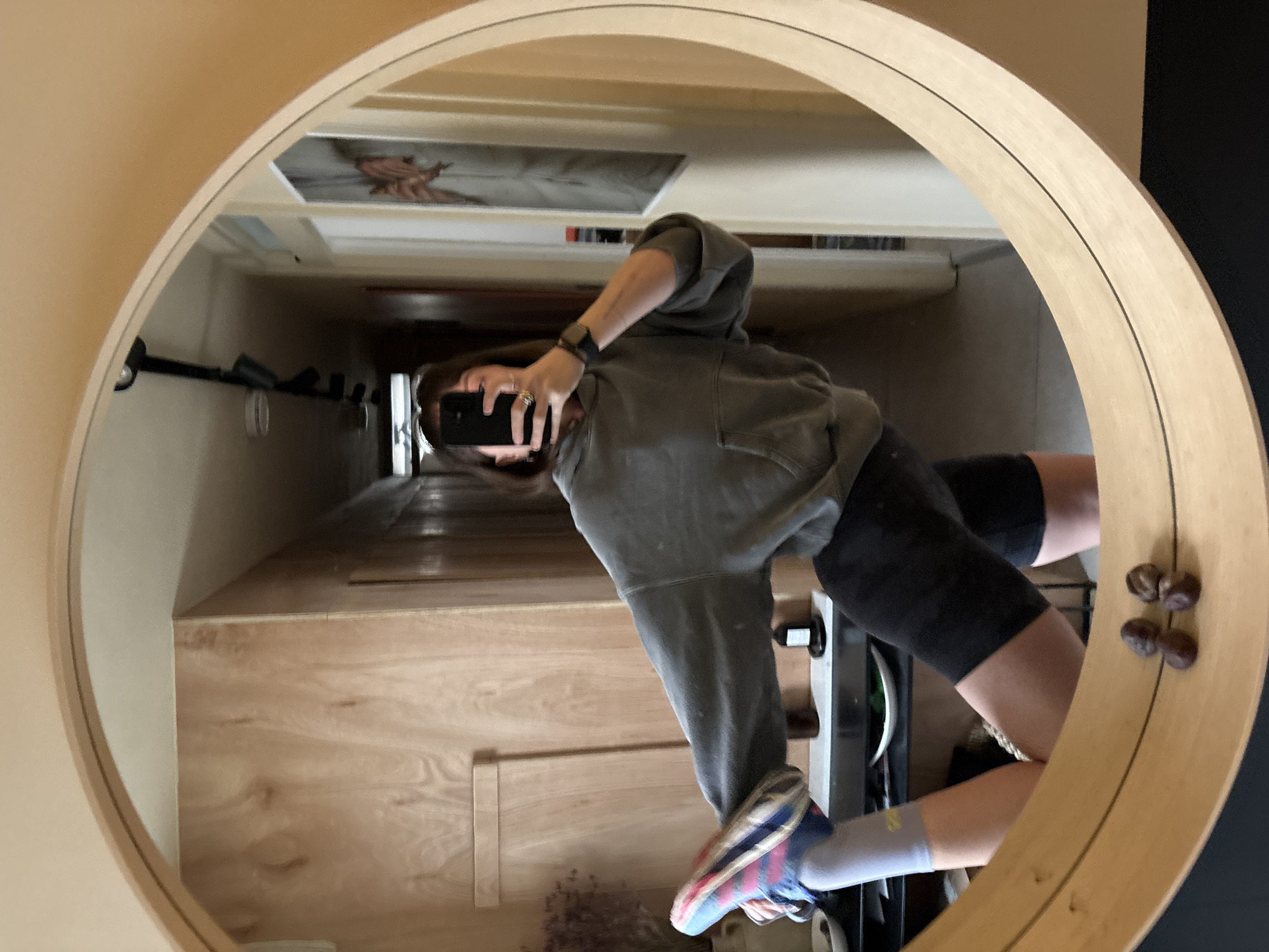 Morning mirror selfie captured in London indoor setting