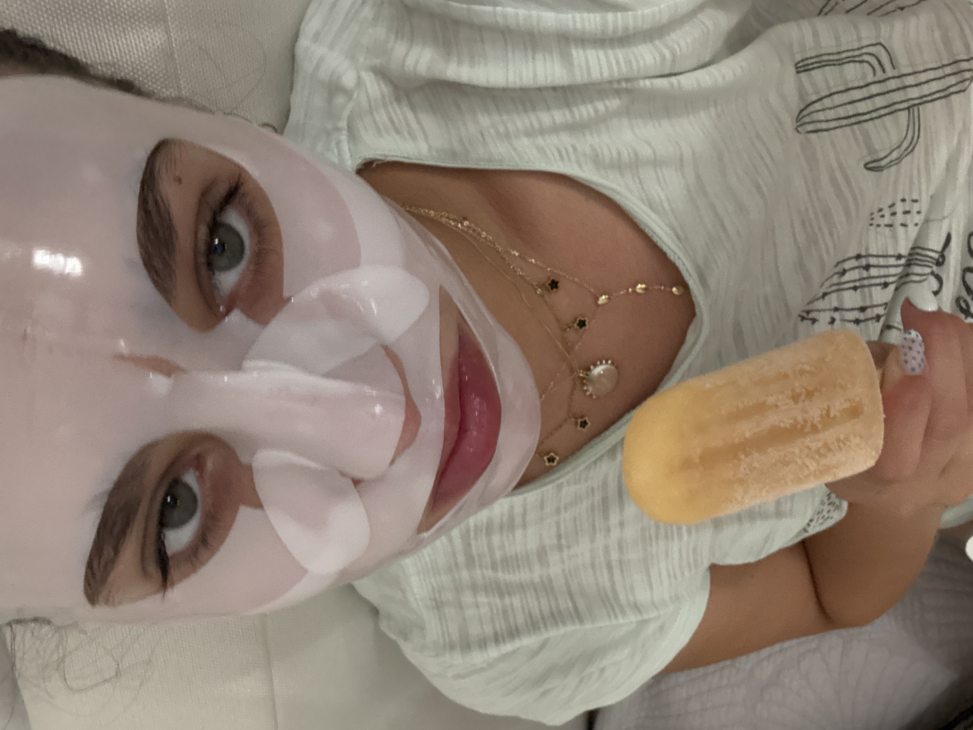 Sheet mask skincare moment in Milan