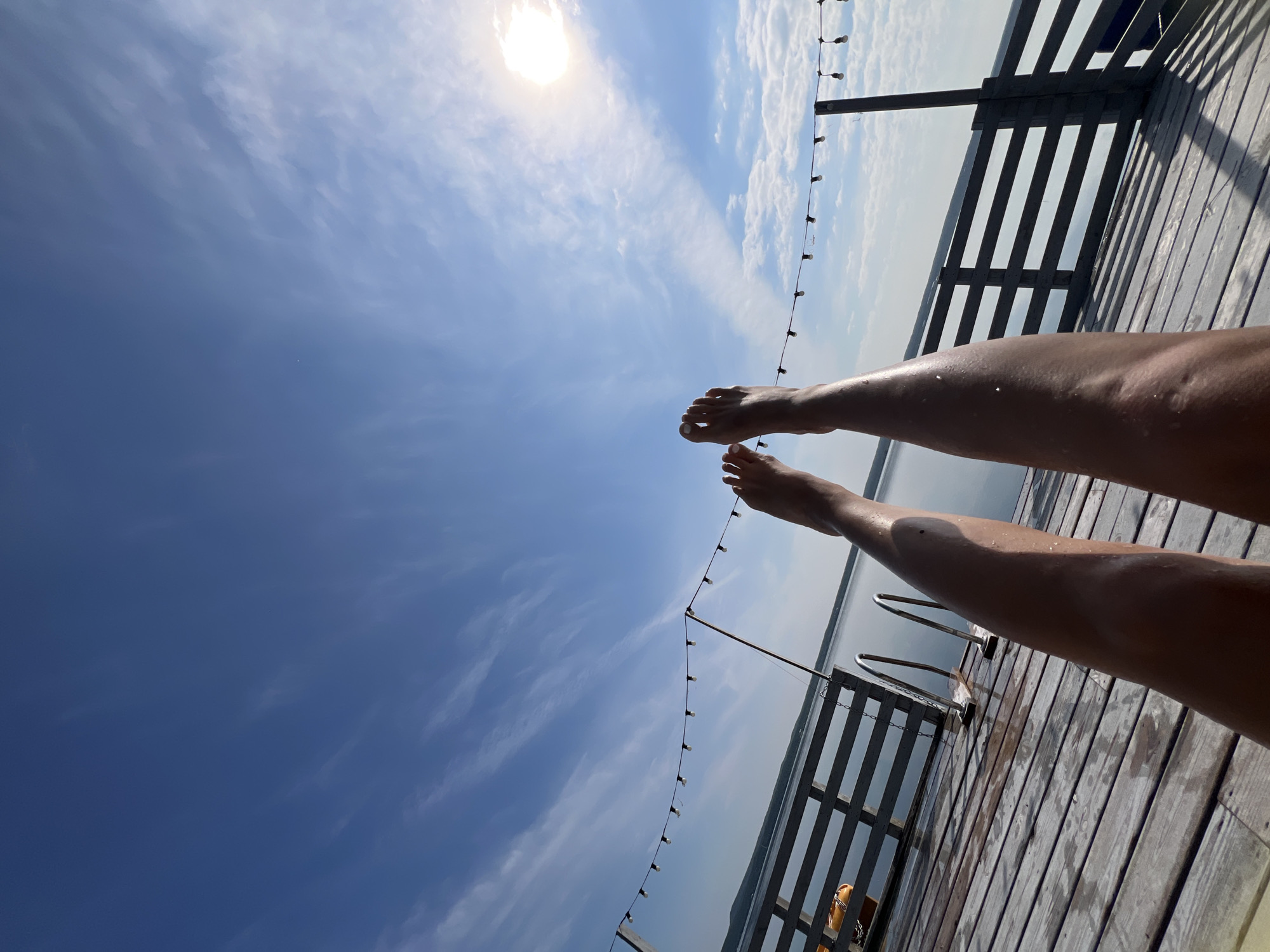 Lazy afternoon on a dock at Lake Burabay, Kazakhstan