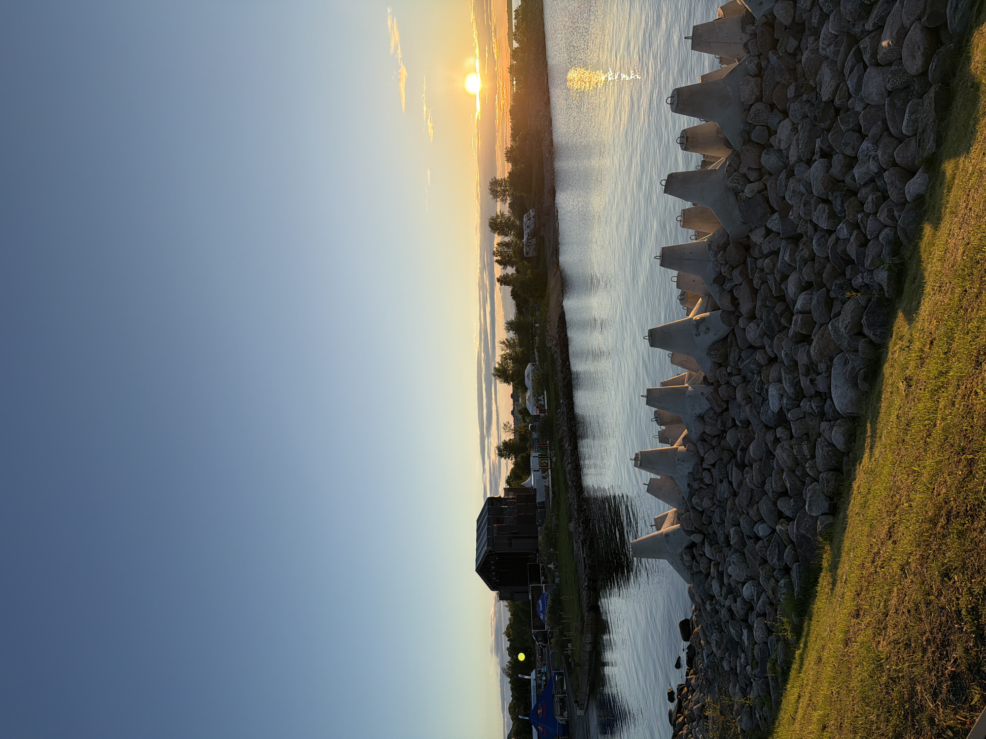 Baltic sunset with ferries at Tallinn harbor