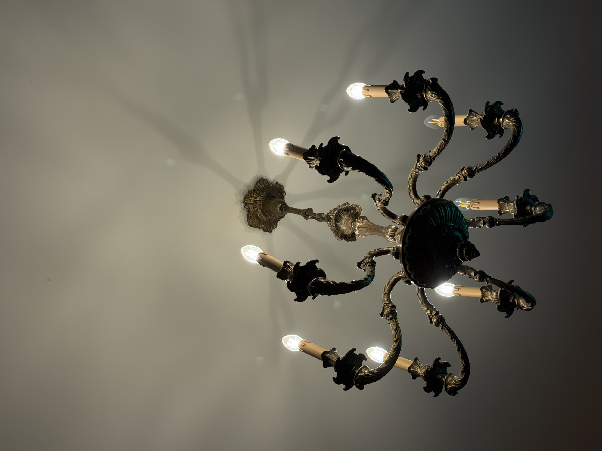 Antique chandelier documented in Edinburgh interior