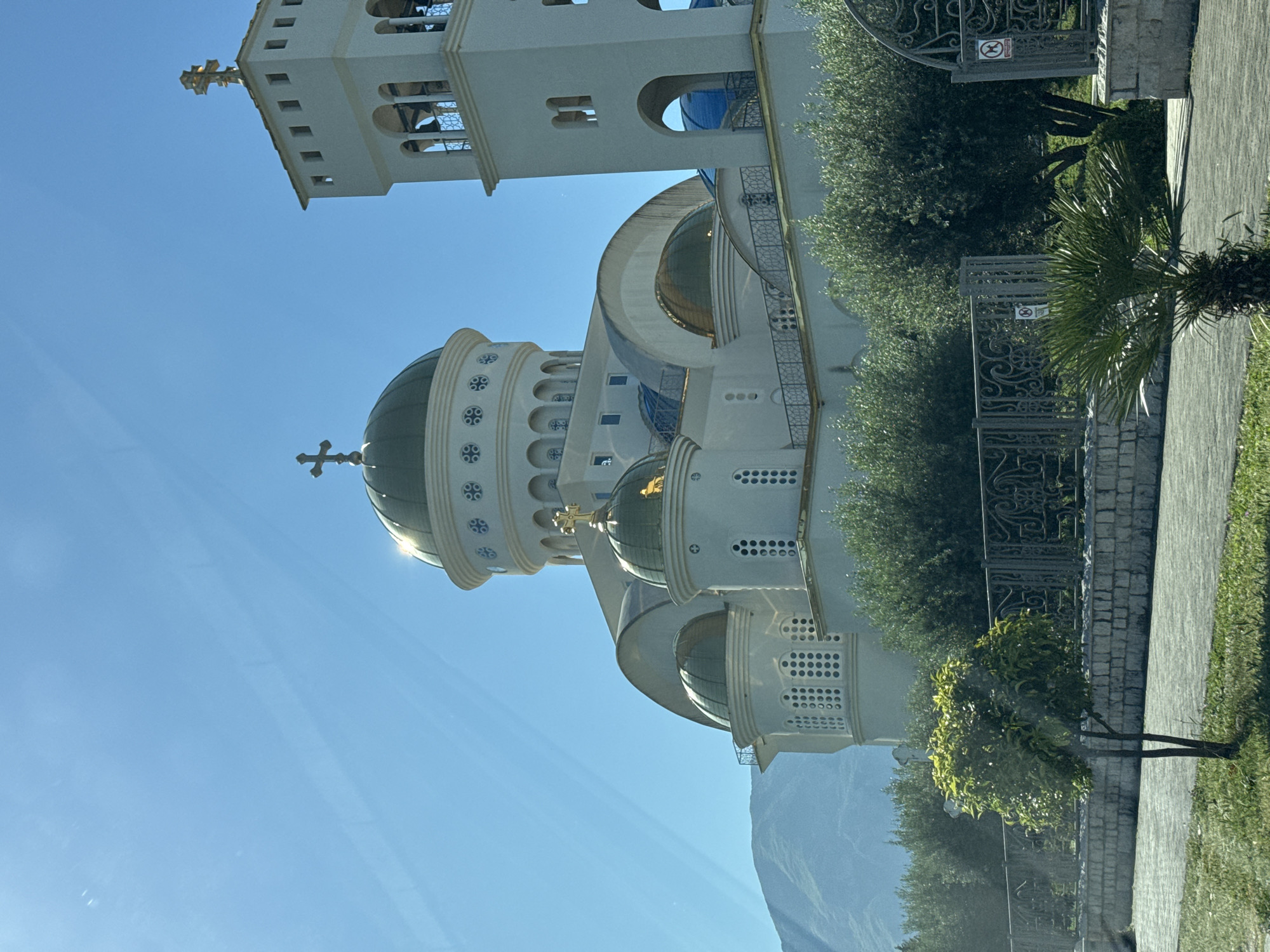 Morning scenes captured in Bar, Montenegro show church and street