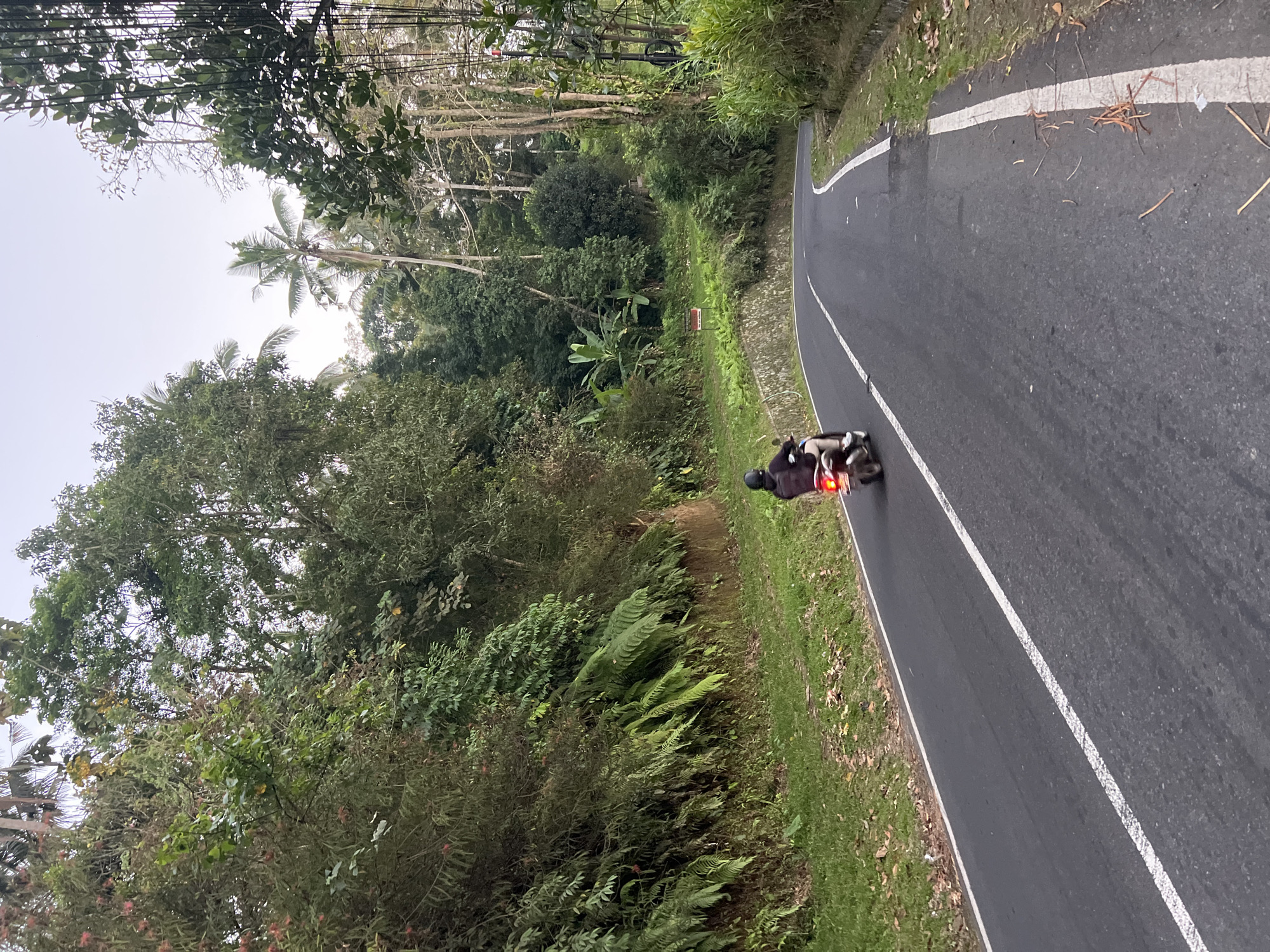 Quiet roads and a Balinese roundabout shrine in Bali's highlands