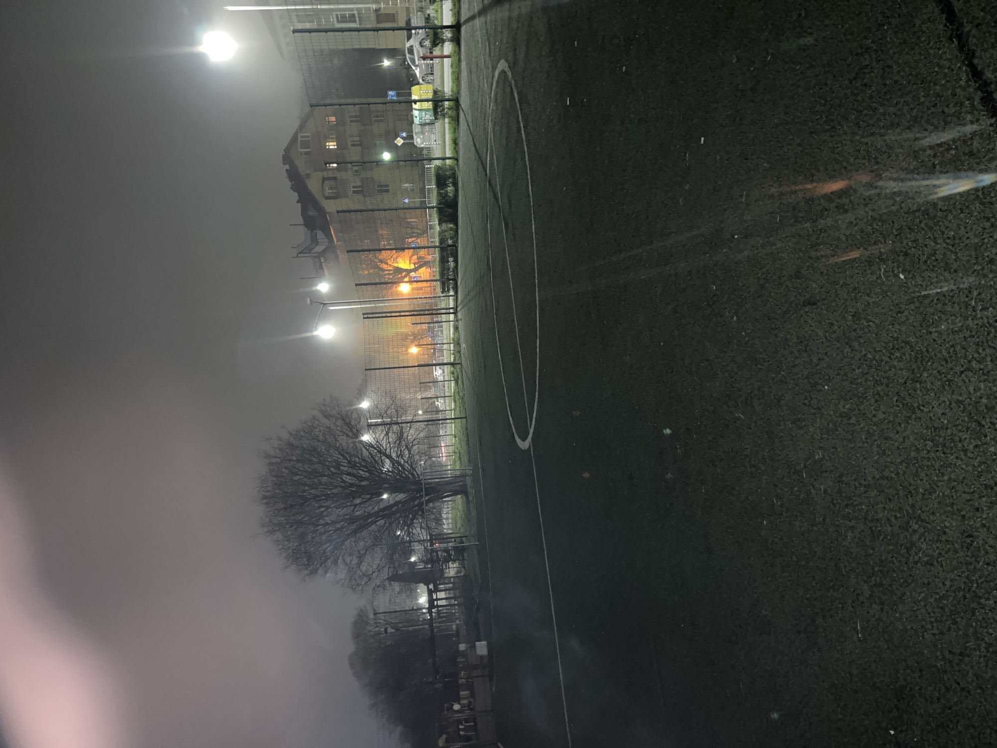 Heavy fog blankets sports field in Varna, Bulgaria