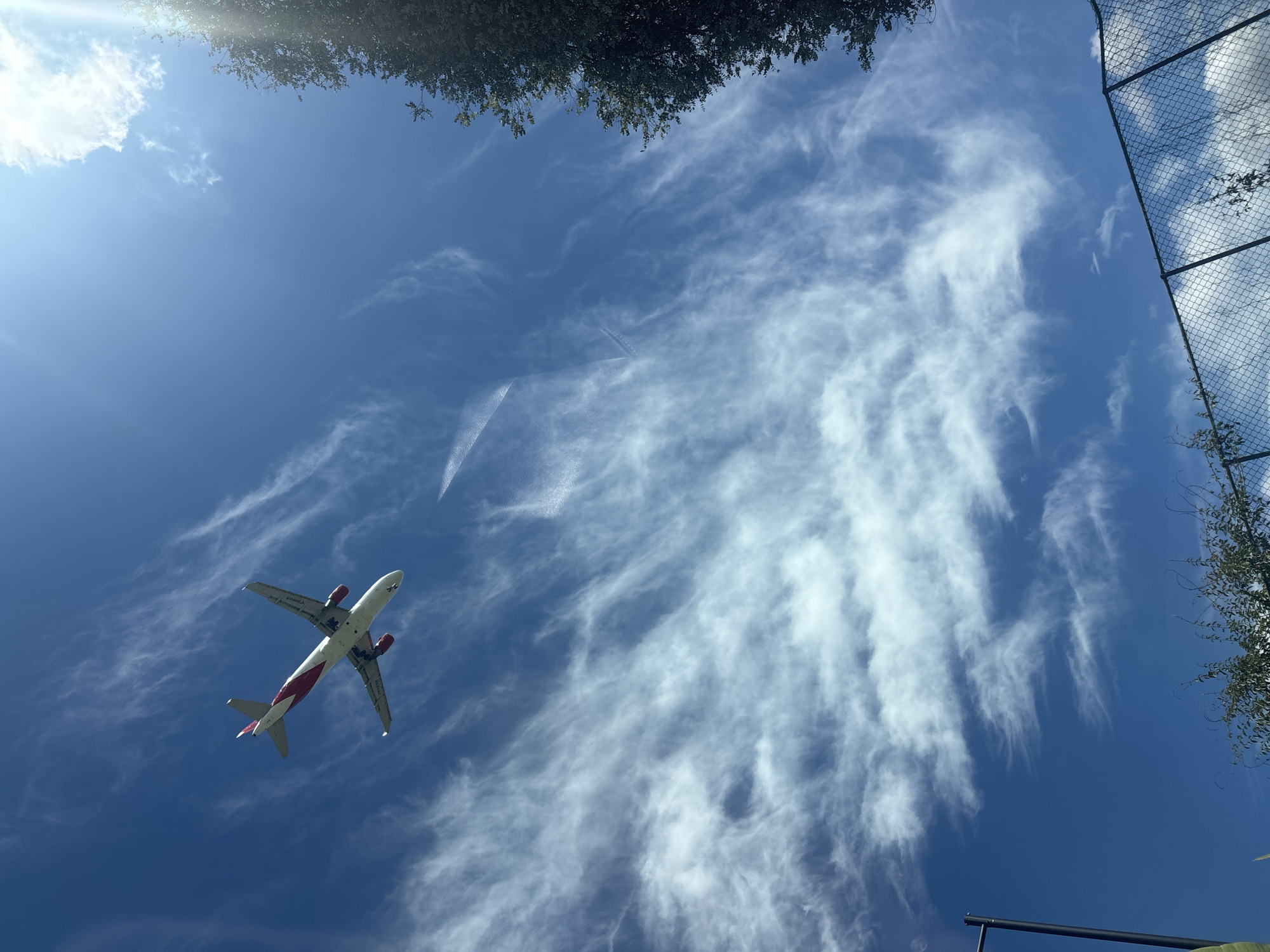 Commercial airplane observed flying over Llanogrande, Colombia