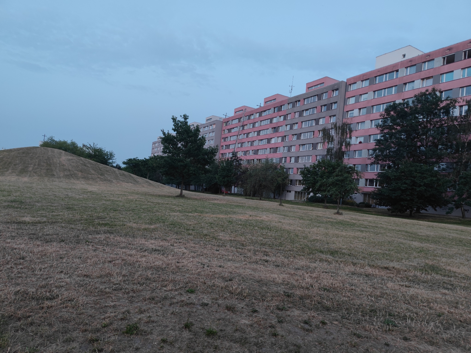 Quiet evening around a Prague residential neighborhood and hillside park