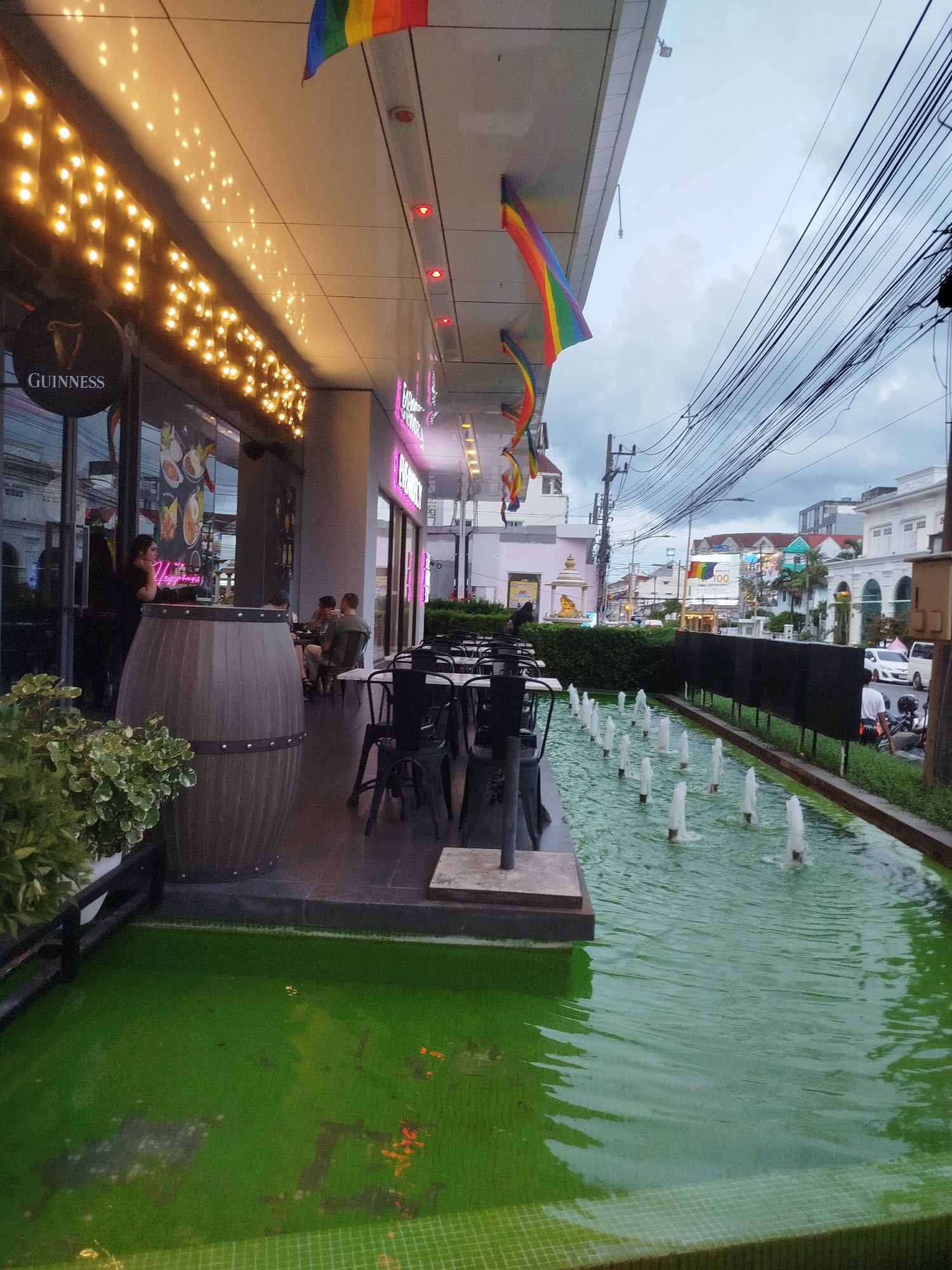 Limelight venue and surrounding retail strip in Phuket City