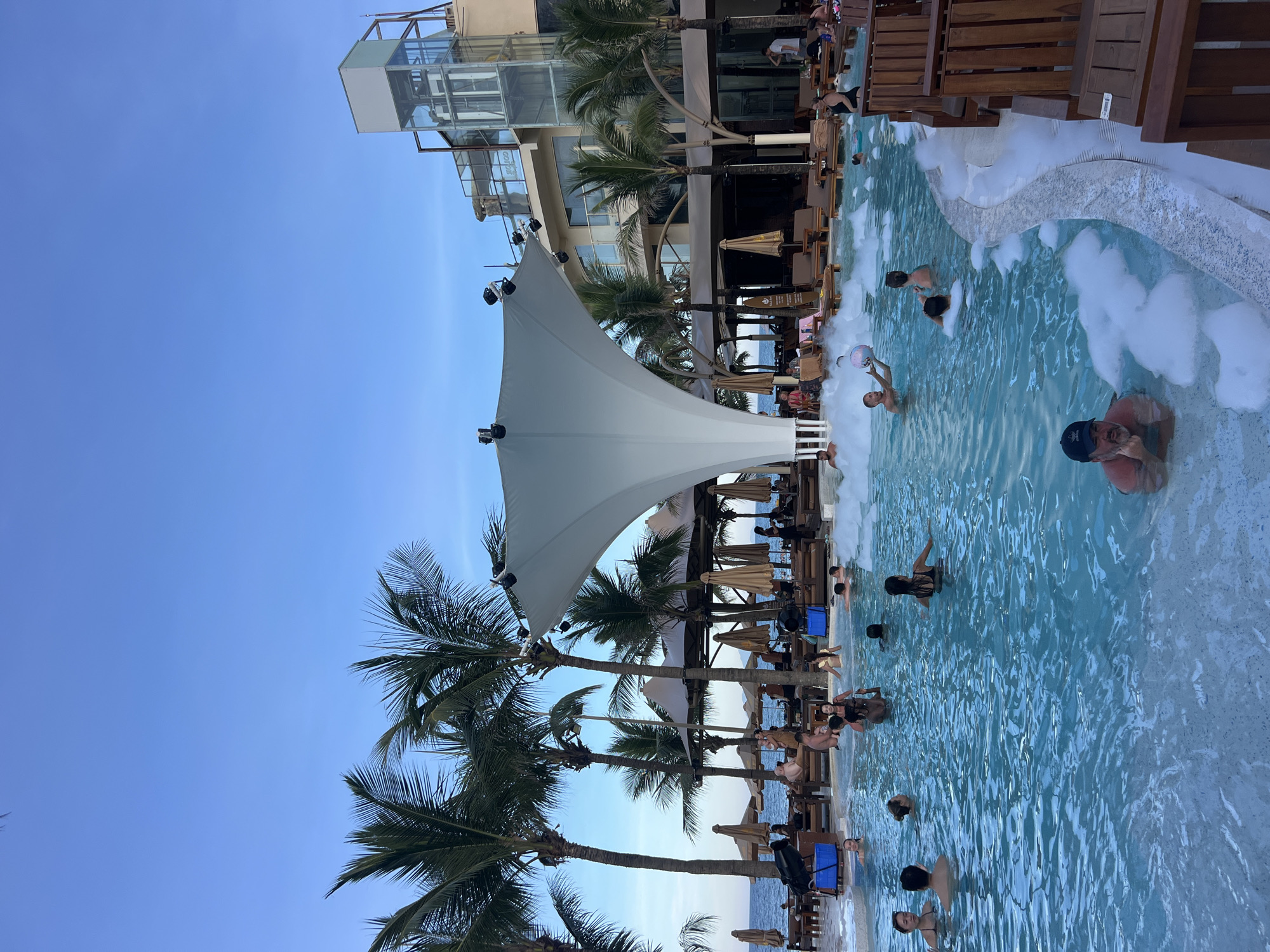 Tropical resort life captured in morning hours