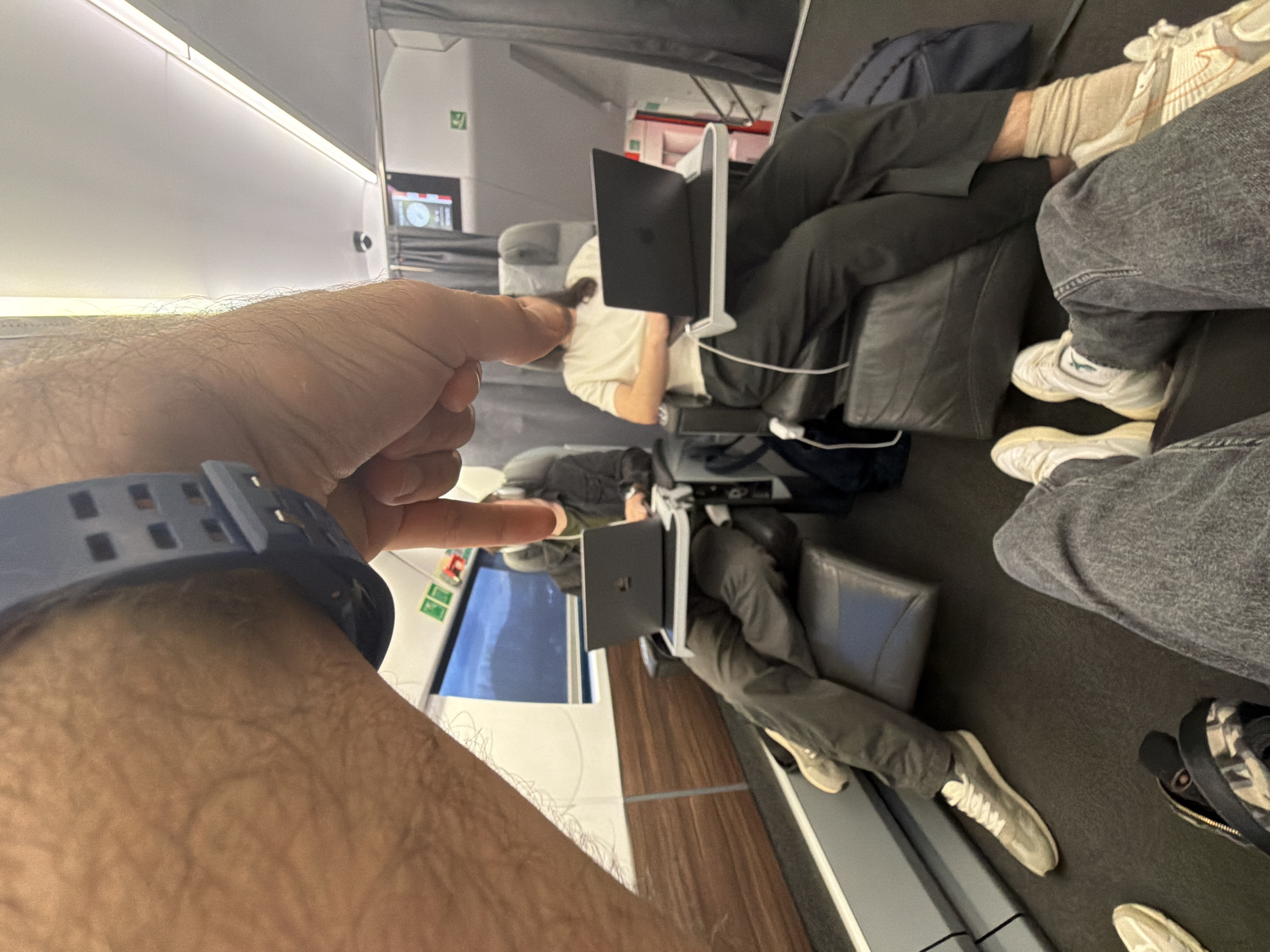 Passengers rest and work during flight near Japarauli Georgia