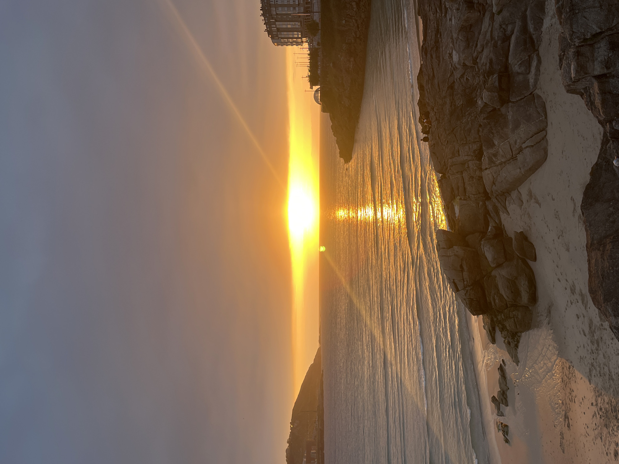 Sunset observed over Atlantic Ocean in A Coruña, Spain