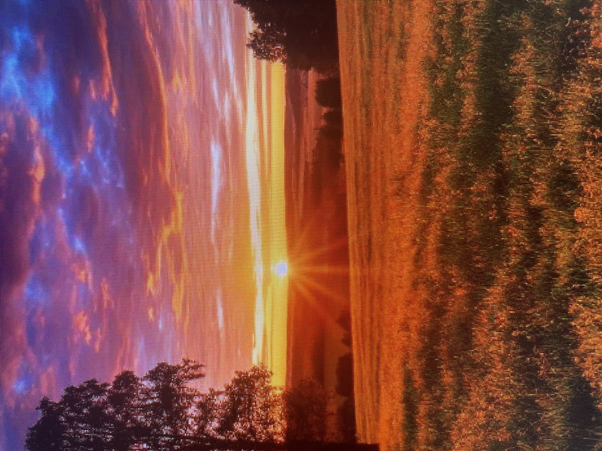 Vivid sky over Russian rural landscape, golden hour