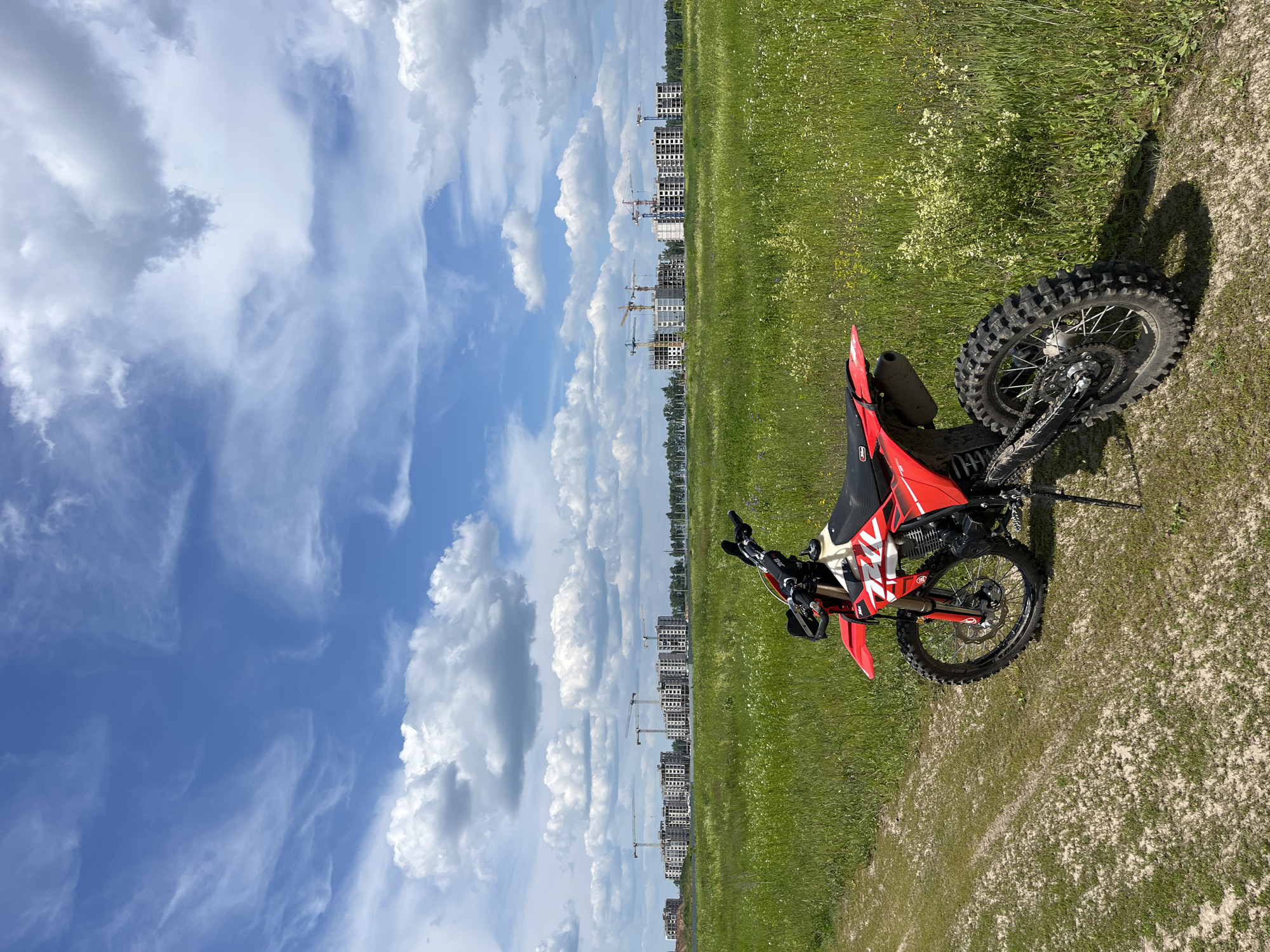 Dirt bike spotted in field near Russian construction zone