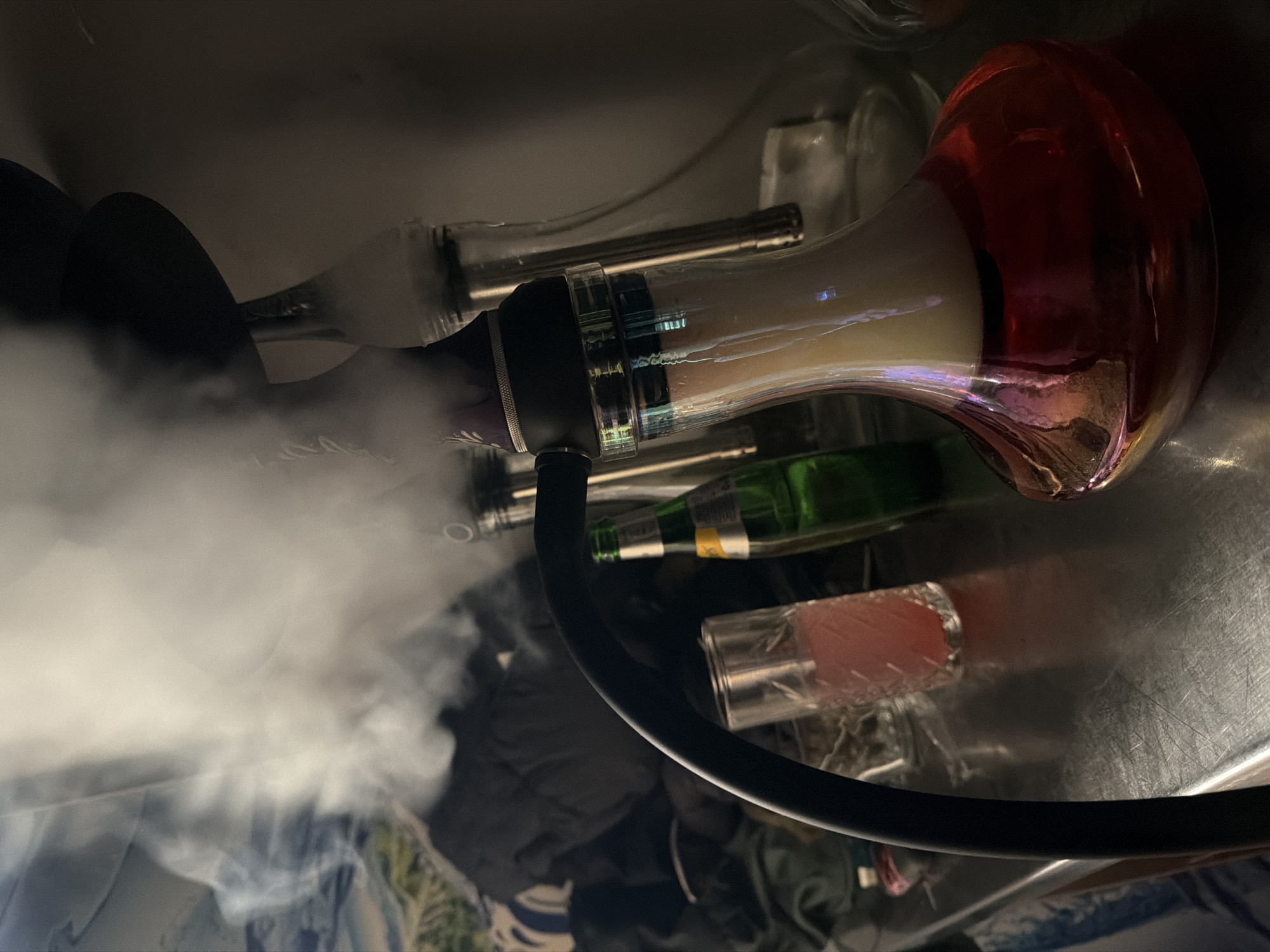 Indoor scenes captured in Varna: hookah smoking and sink washing