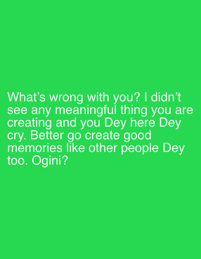 Digital message with critical commentary observed in Ado, Nigeria