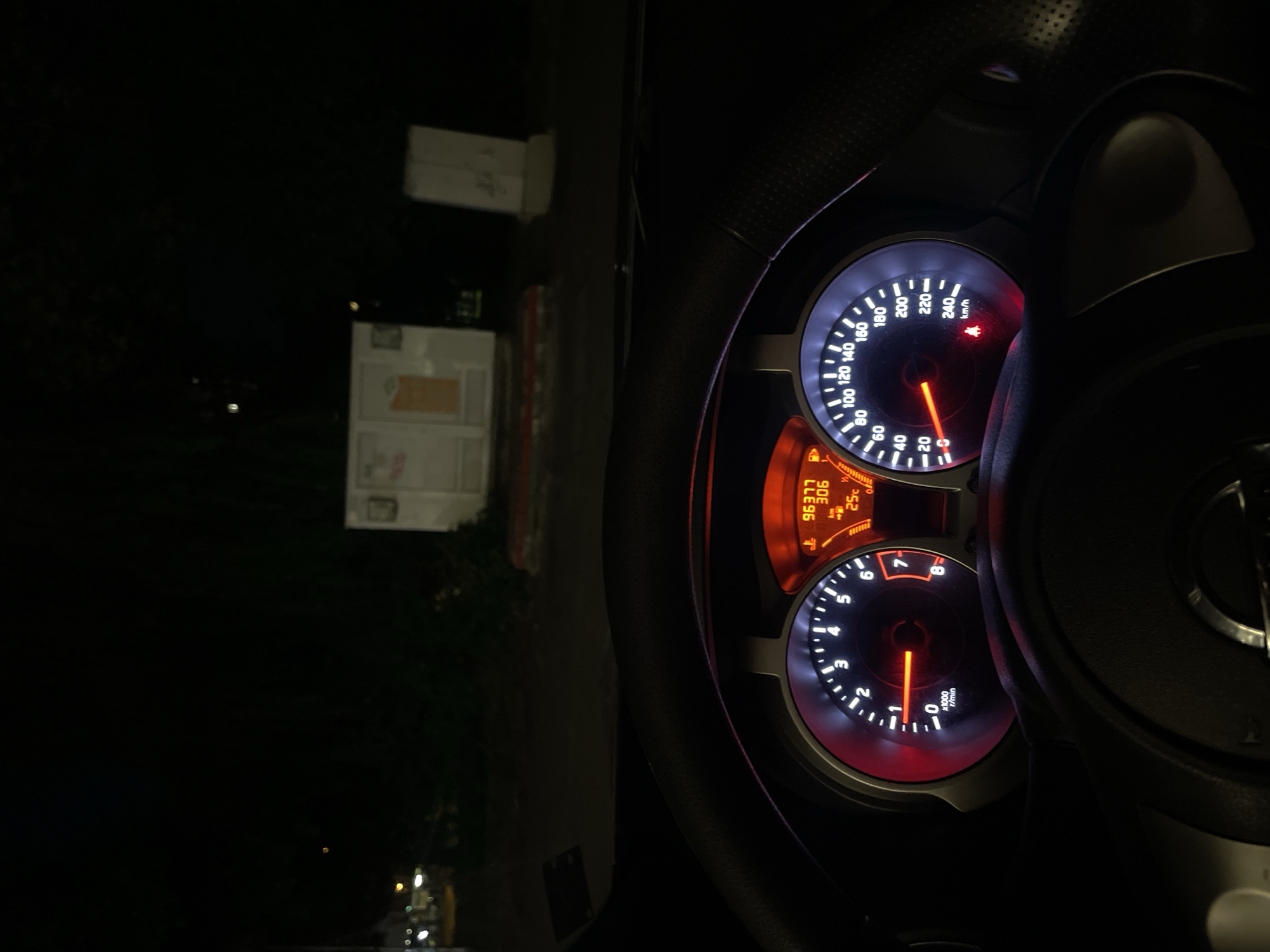 Nissan Juke parked at night in Sofia, inside and out