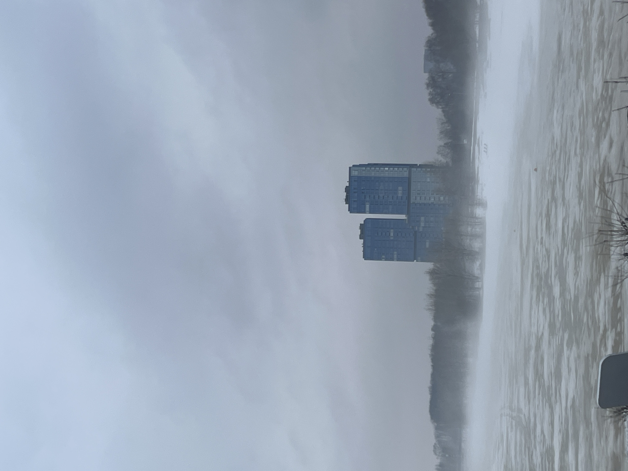 Overcast cityscape captured along Kazan waterfront