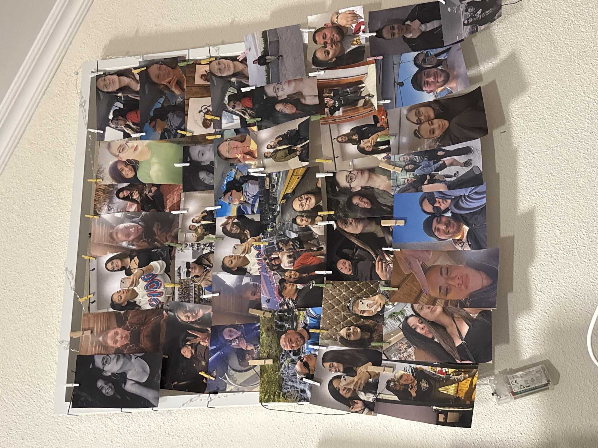 Photo display with selfies spotted on wall in Bulgaria