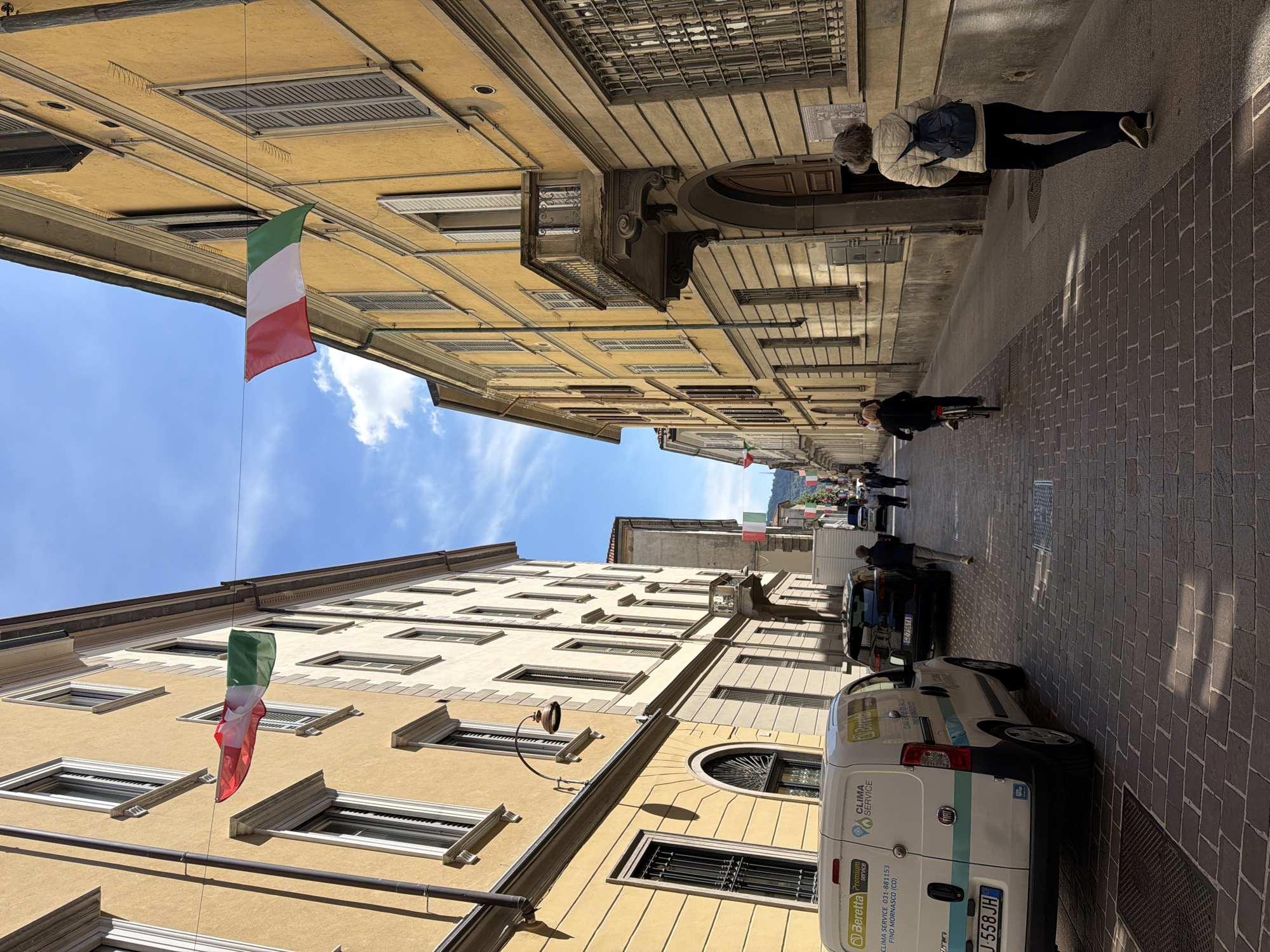 Historic street scene documented in Como, Italy