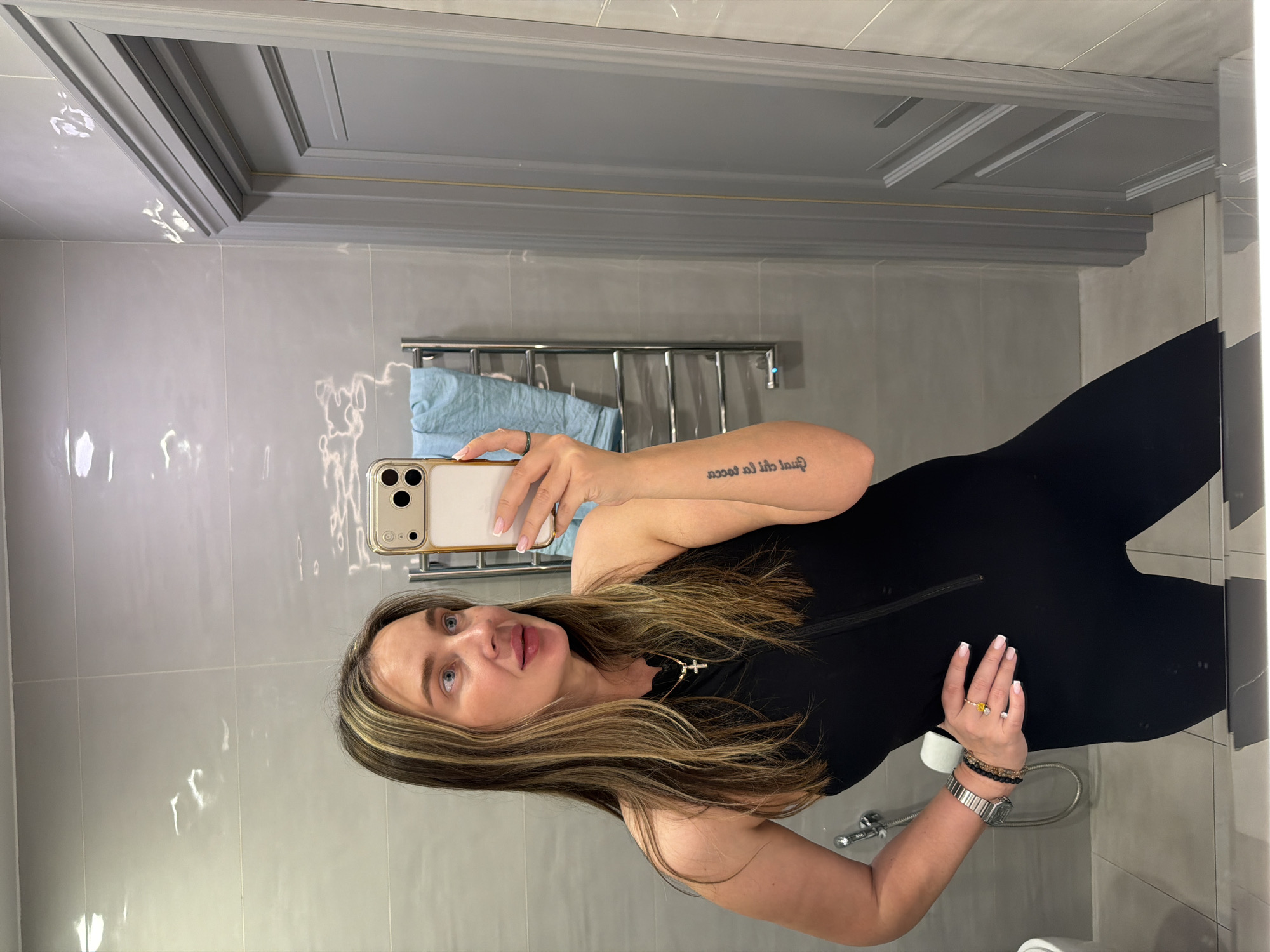 Woman takes bathroom selfies in Khimki, Russia