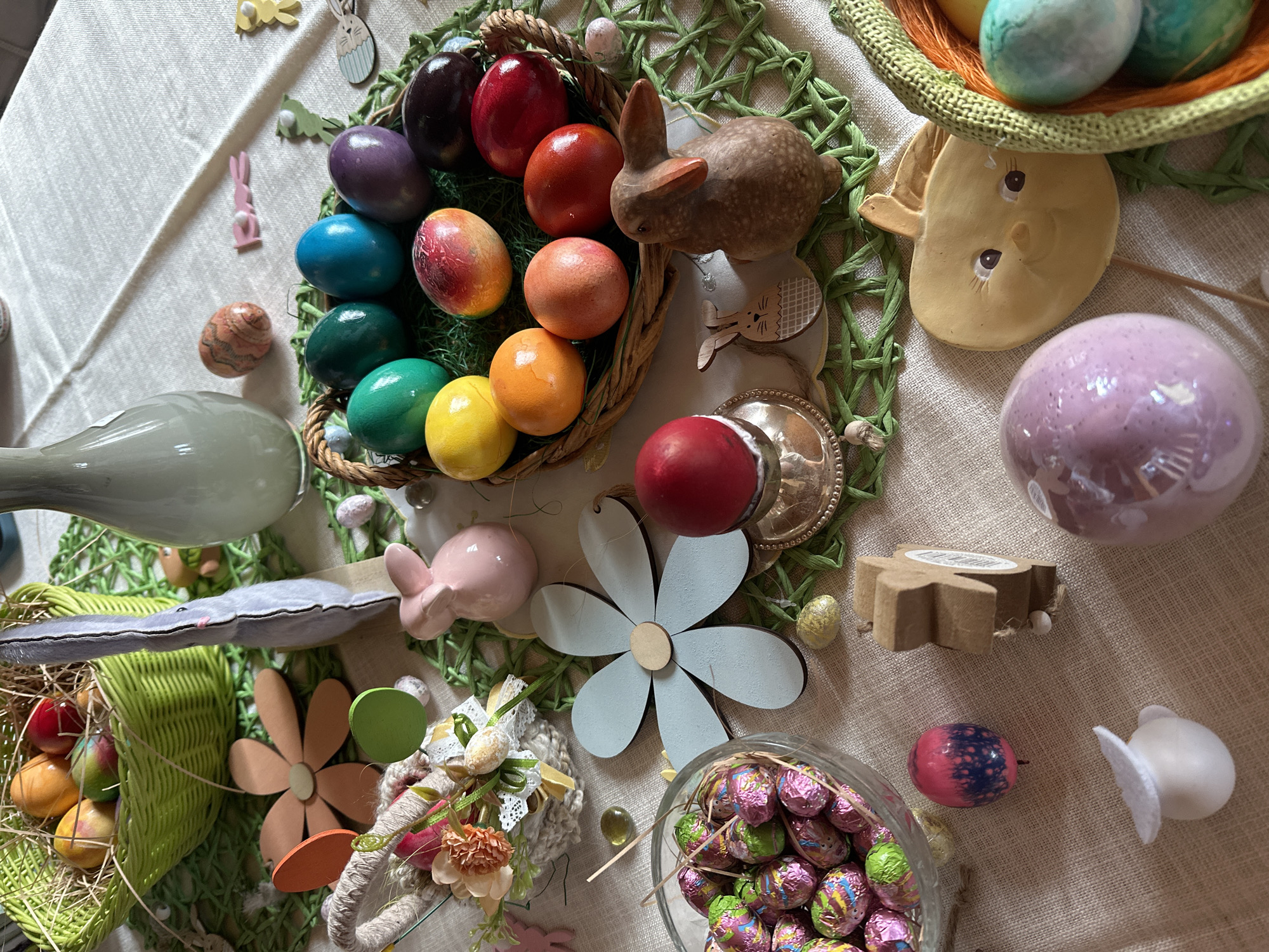 Easter display documented in Dobrich, Bulgaria features traditional decorations