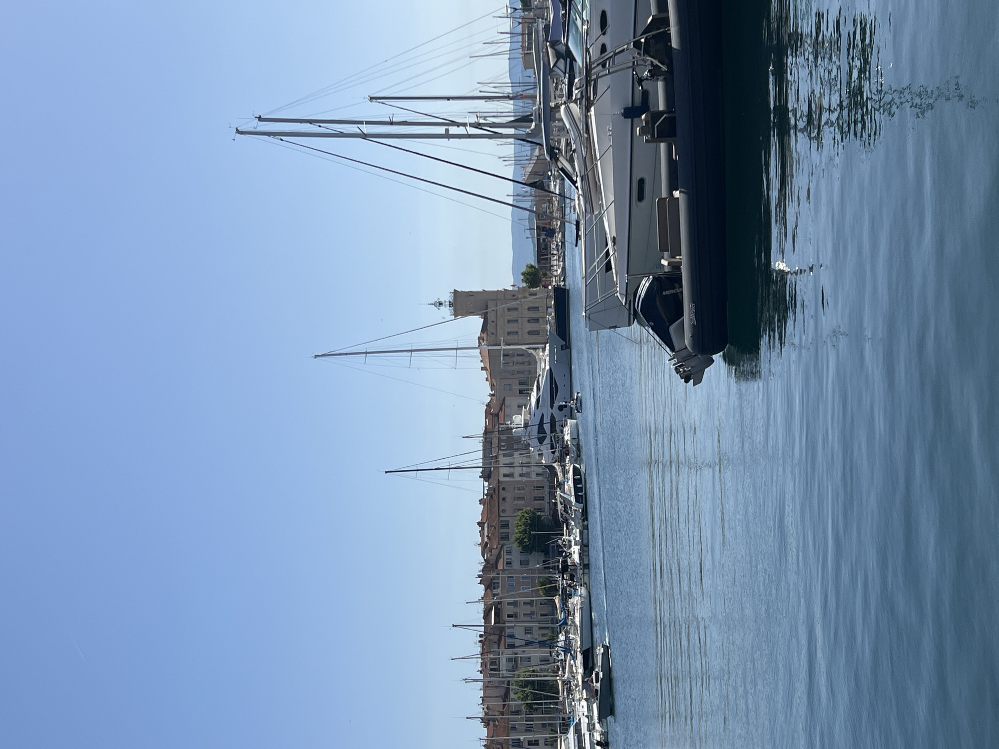 Sunny morning at La Ciotat's colorful Mediterranean harbor