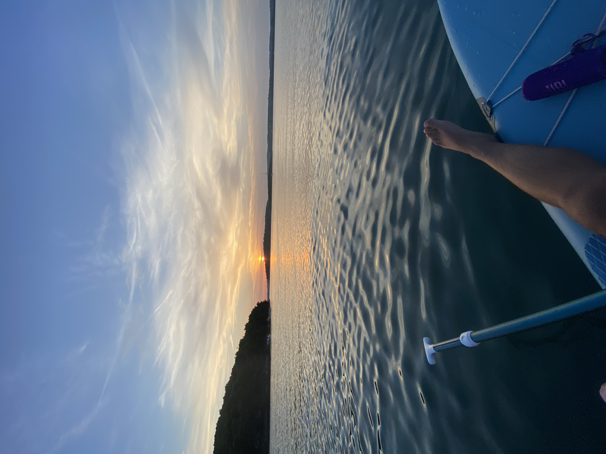 Adriatic sunset from Premantura, Croatia, including paddleboard view
