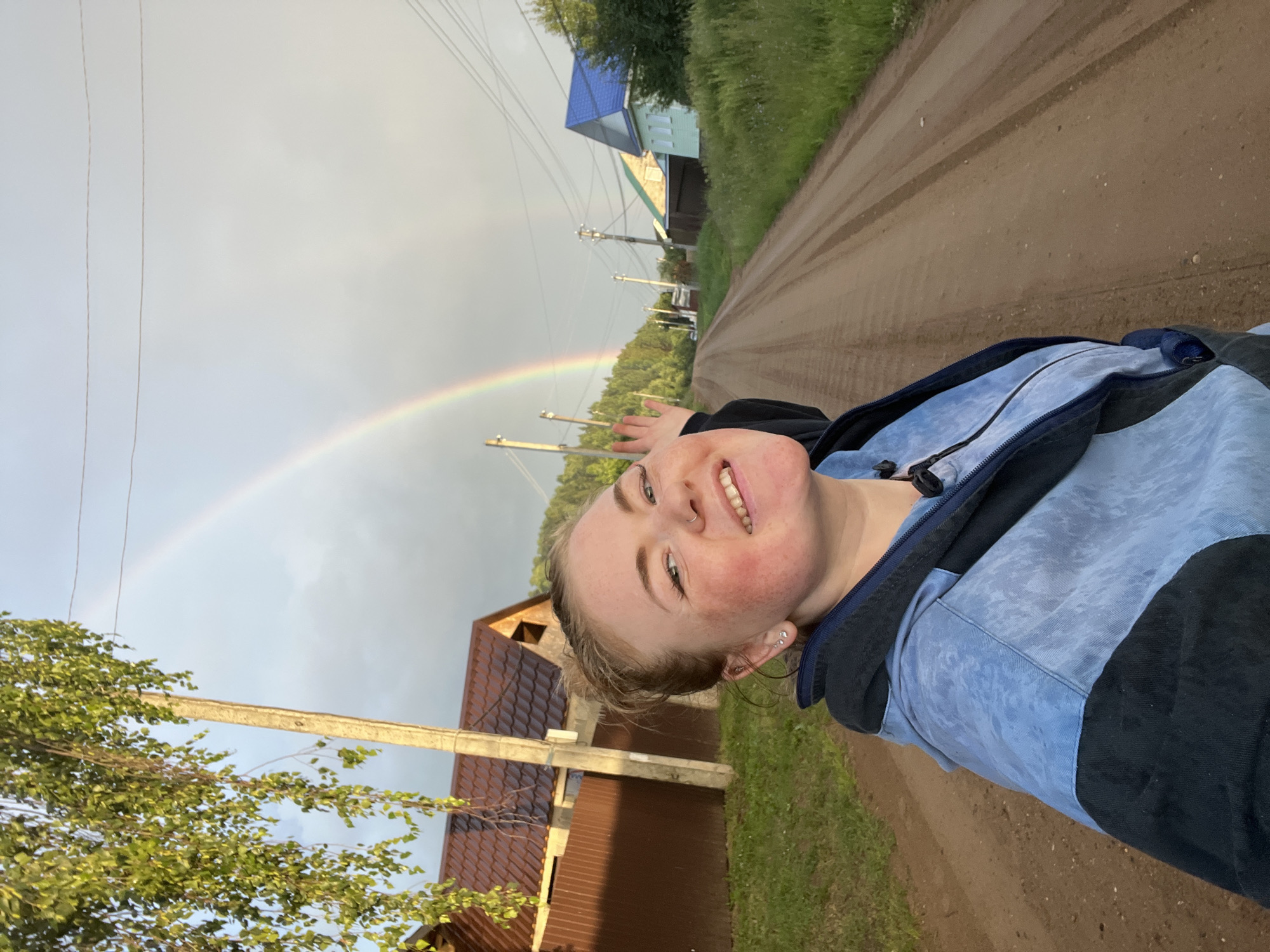 Wildflowers and a double rainbow in rural Olkhovka