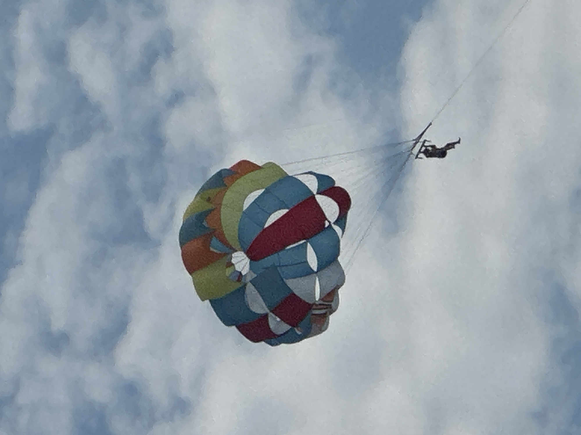 Parasailing above Budva's coastline on a summer afternoon