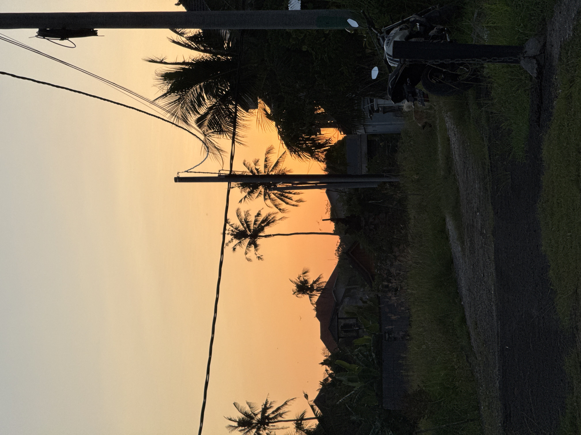 Morning observations capture tropical sunset and indoor mirror scene